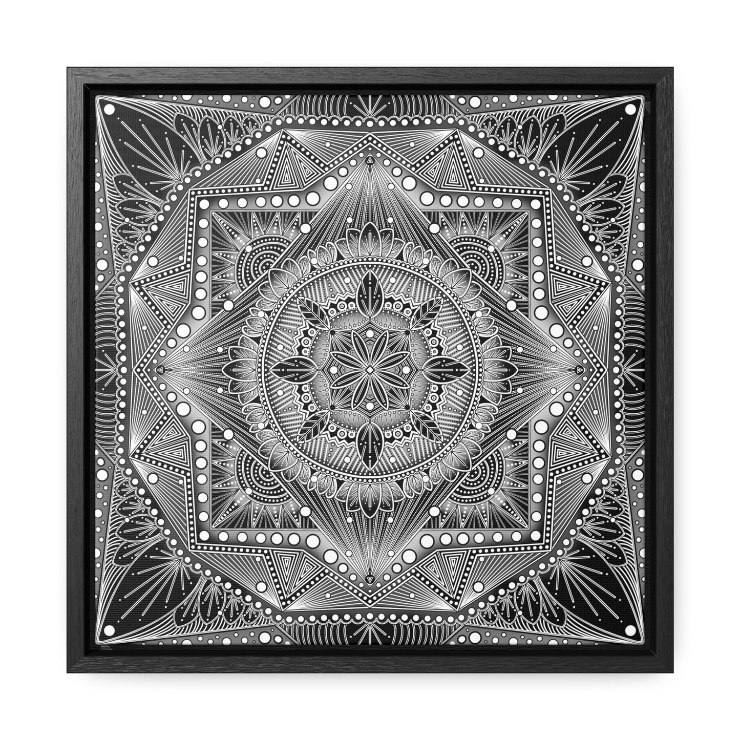 Square Frame Canvas Print, Black and White Mandala Artwork by Anndria, Gallery Wall Decor, Minimalist Home Decoration, Zen Meditation Gift,