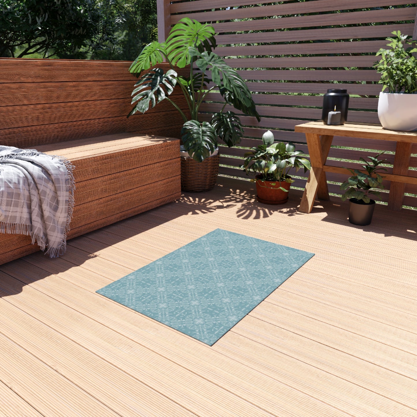 Elegant Outdoor Rug - Floral Pattern for Patio & Garden Decor
