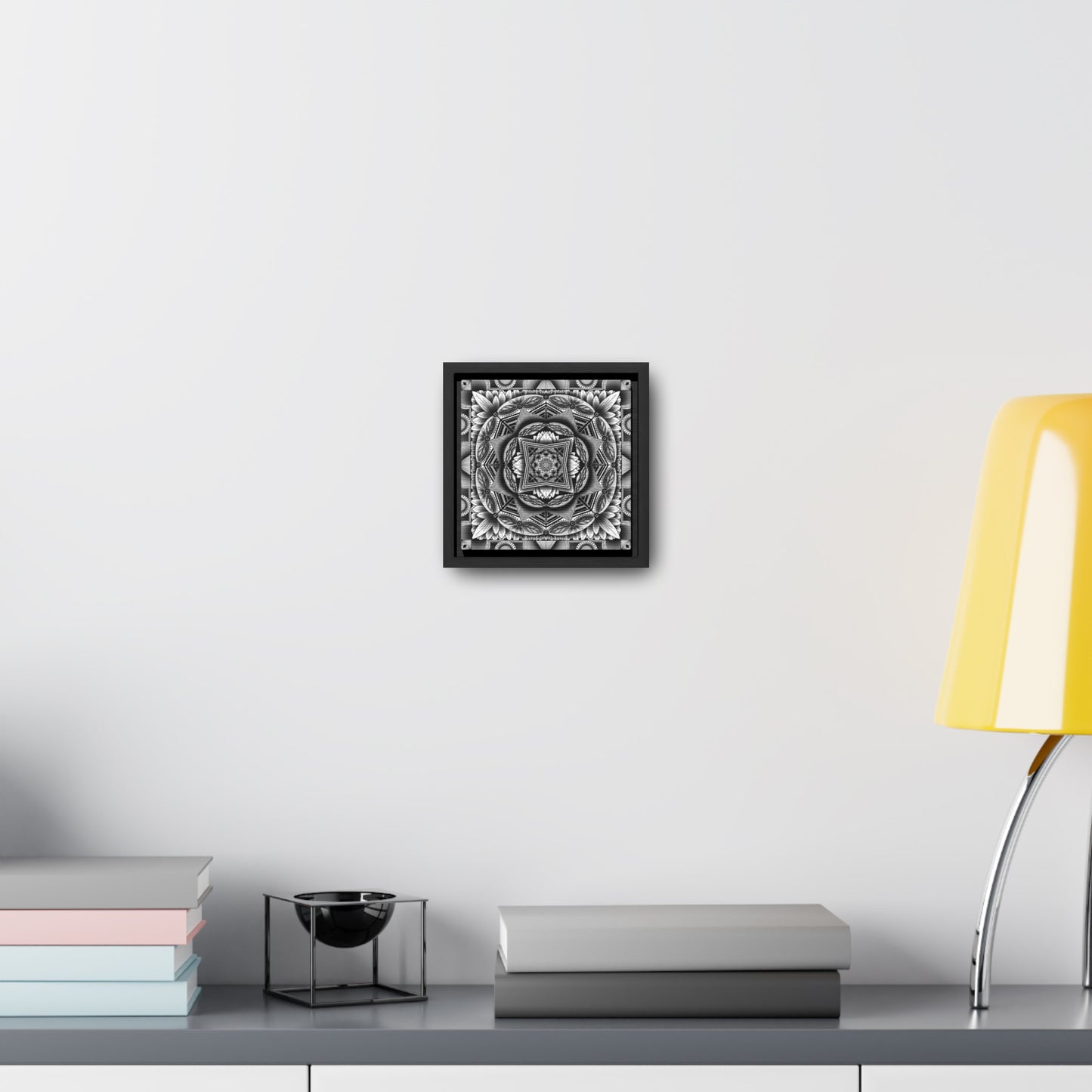 Square Frame Canvas Print, Black and White Mandala Artwork by Anndria, Gallery Wall Decor, Minimalist Home Decoration, Zen Meditation Gift,