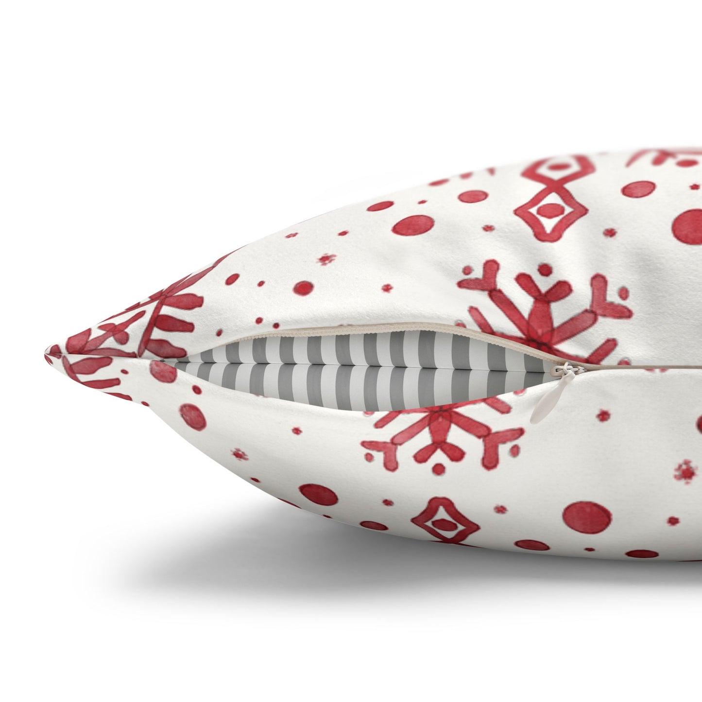Pillowcase Watercolor Snowflake Design - Red and White