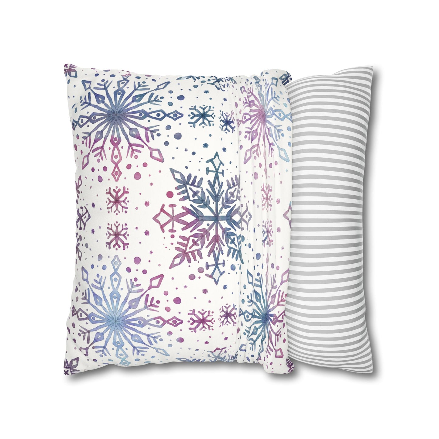 Pillowcase Watercolor Snowflake Design - Blue, Pink and Purple