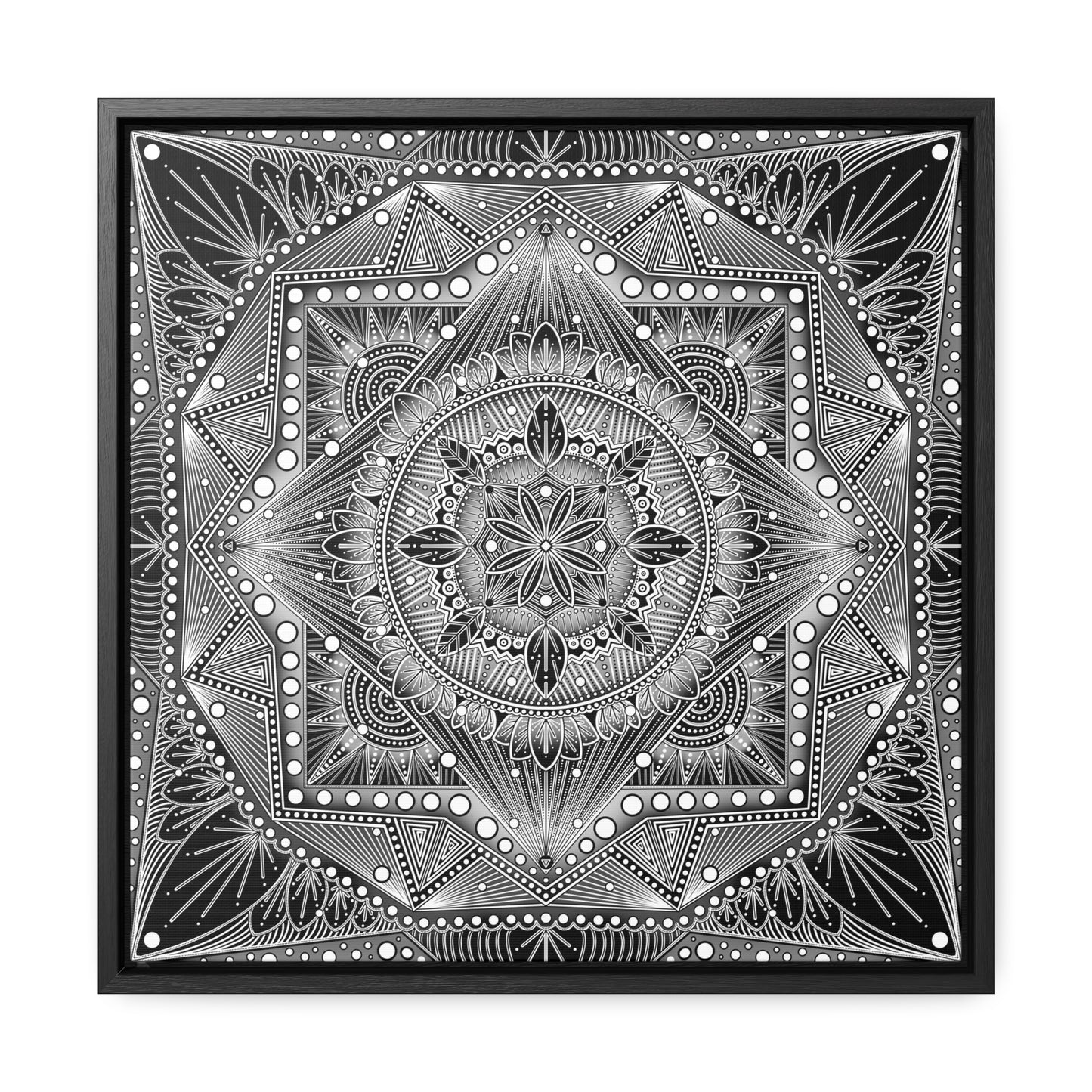Square Frame Canvas Print, Black and White Mandala Artwork by Anndria, Gallery Wall Decor, Minimalist Home Decoration, Zen Meditation Gift,
