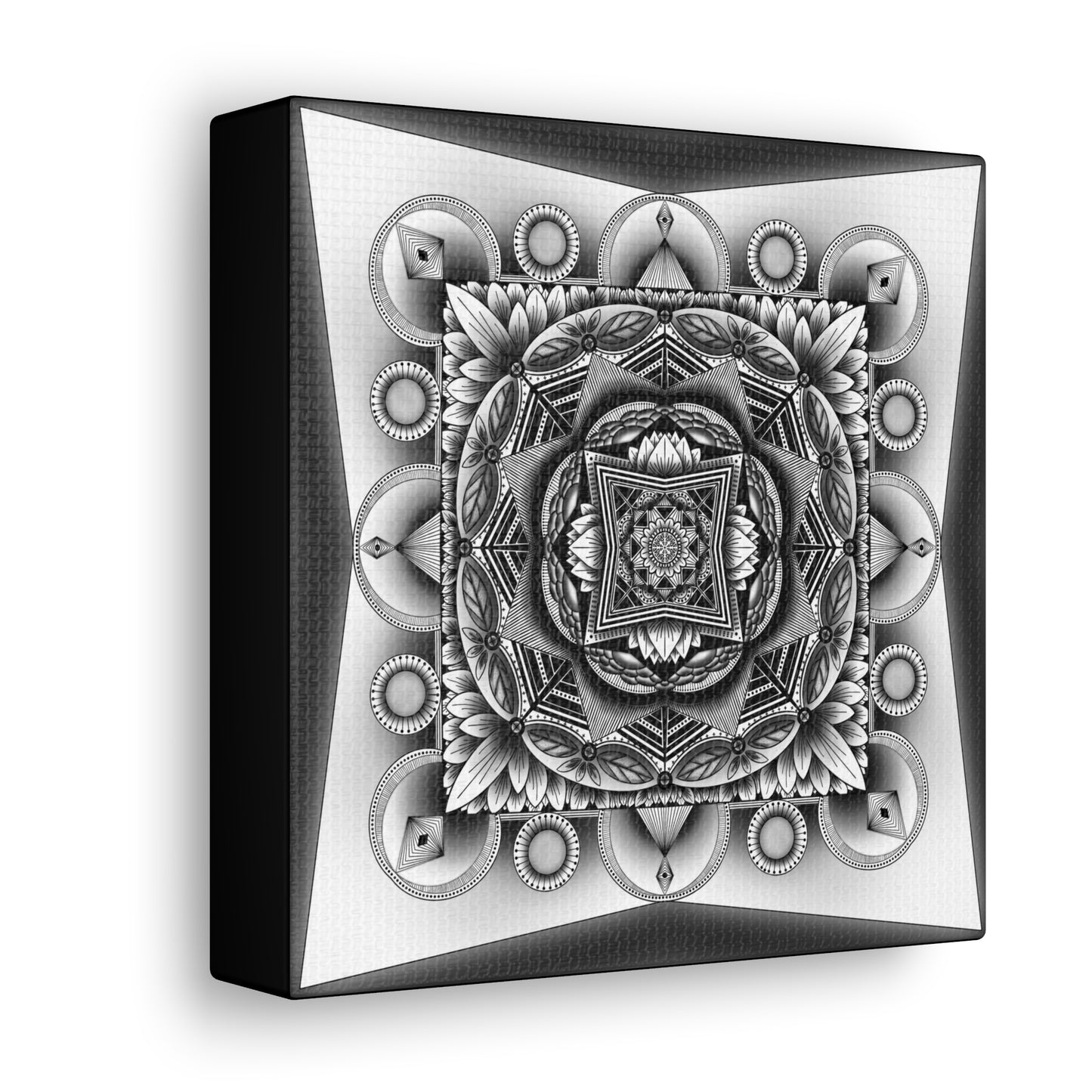 Square Canvas Print, Black and White Mandala Artwork by Anndria, Gallery Wall Decor, Minimalist Home Decoration, Zen Meditation Gift,