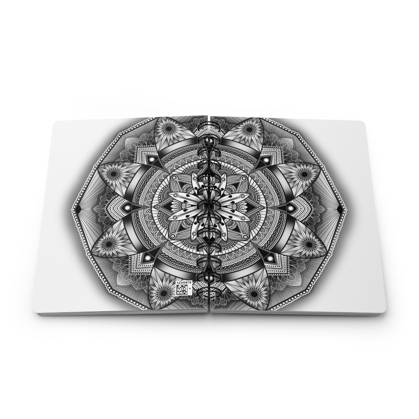 Mandala Spiral Bound Journal, Black and White Notebook, Mandala Pattern Sketchbook, Artistic Journal, Boho Diary, Zen Planner