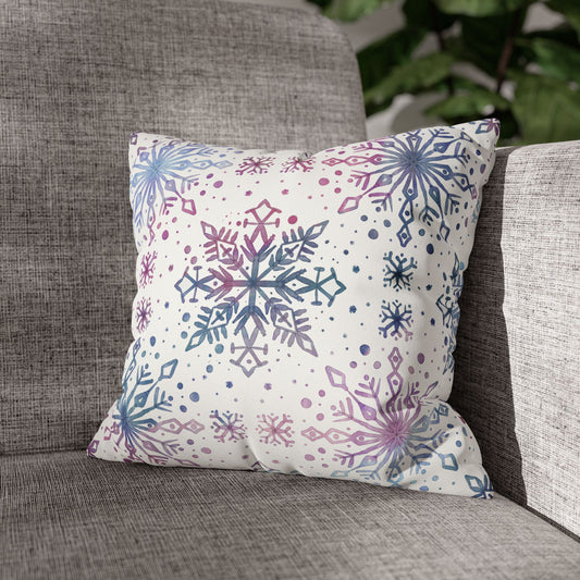 Pillowcase Watercolor Snowflake Design - Blue, Pink and Purple