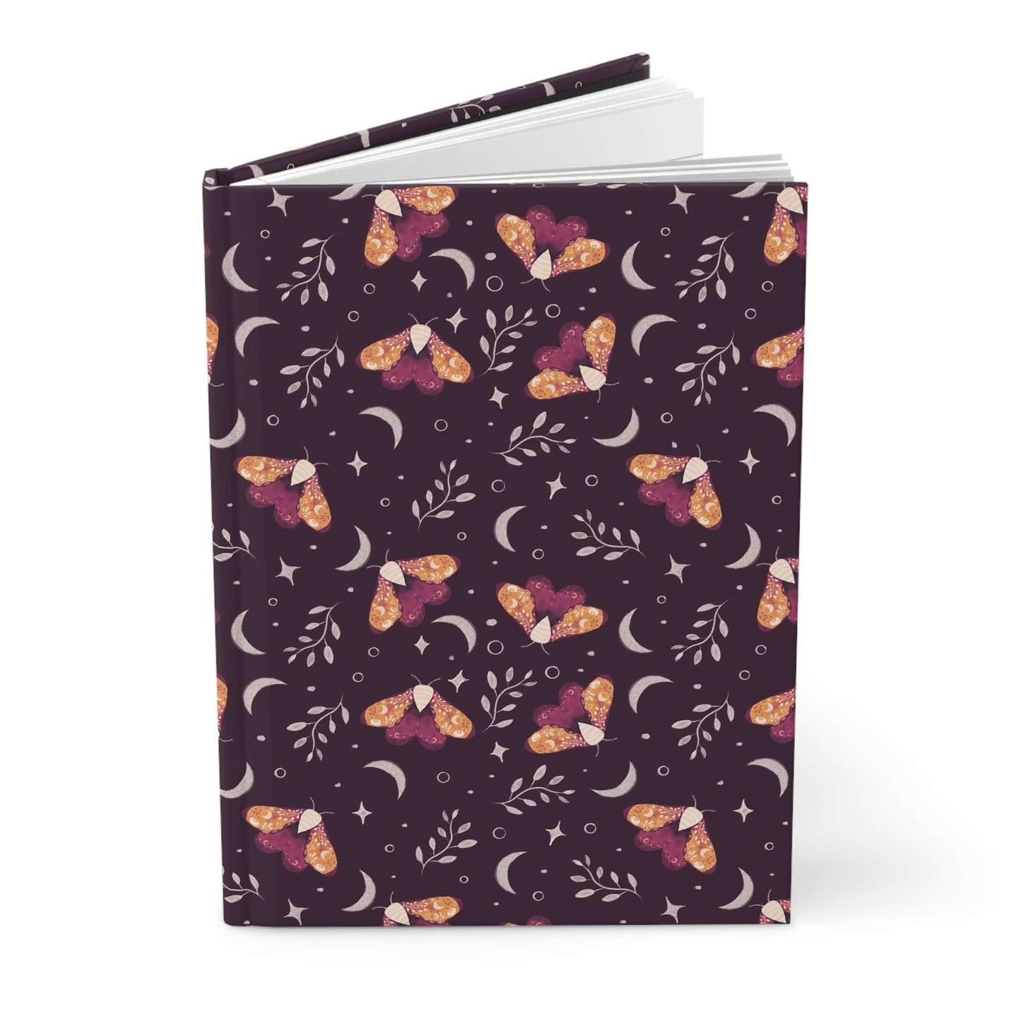 Hardcover Journal Witchy Moth Orange Design by Anndria