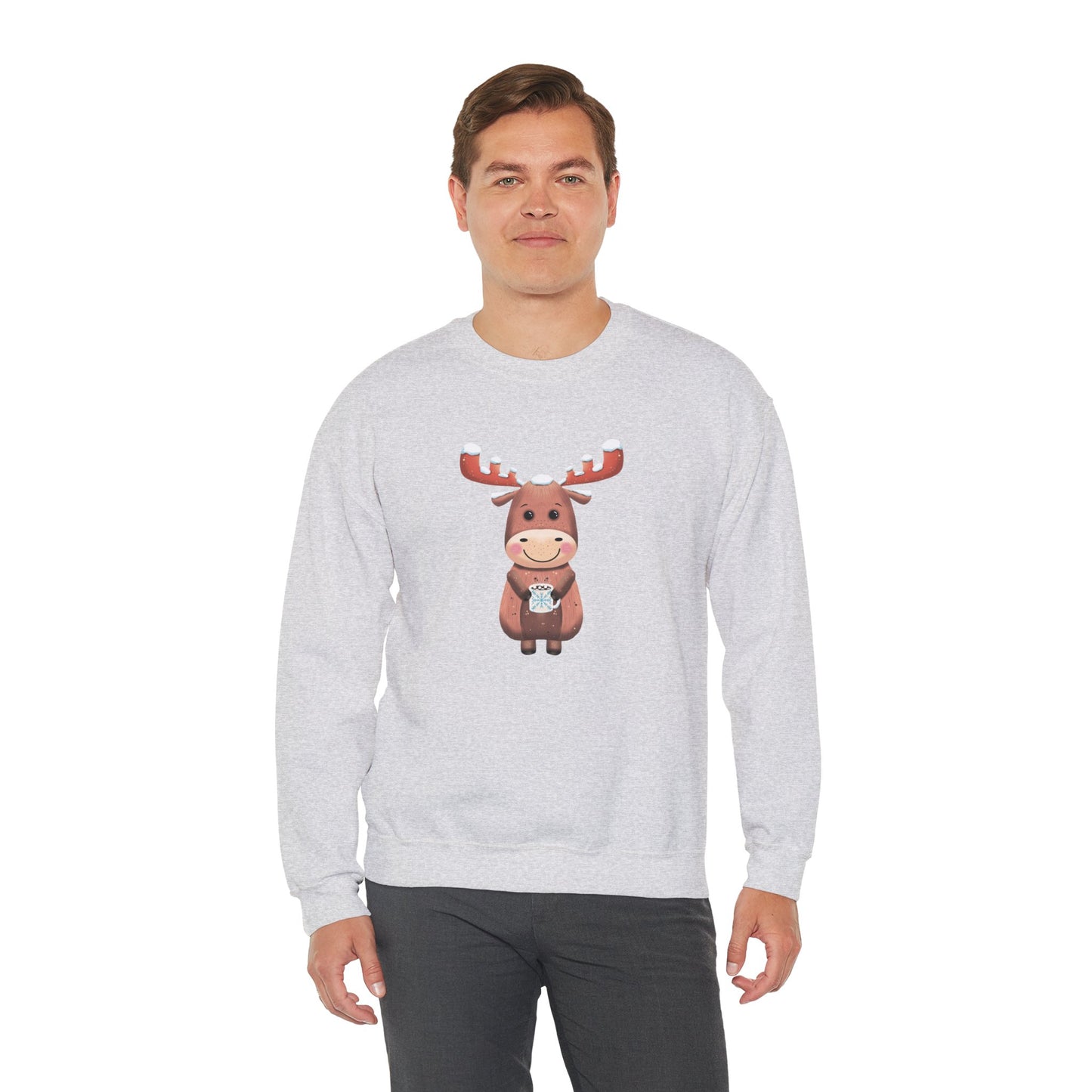 Moose Hot Chocolate Crewneck Sweatshirt by Anndria
