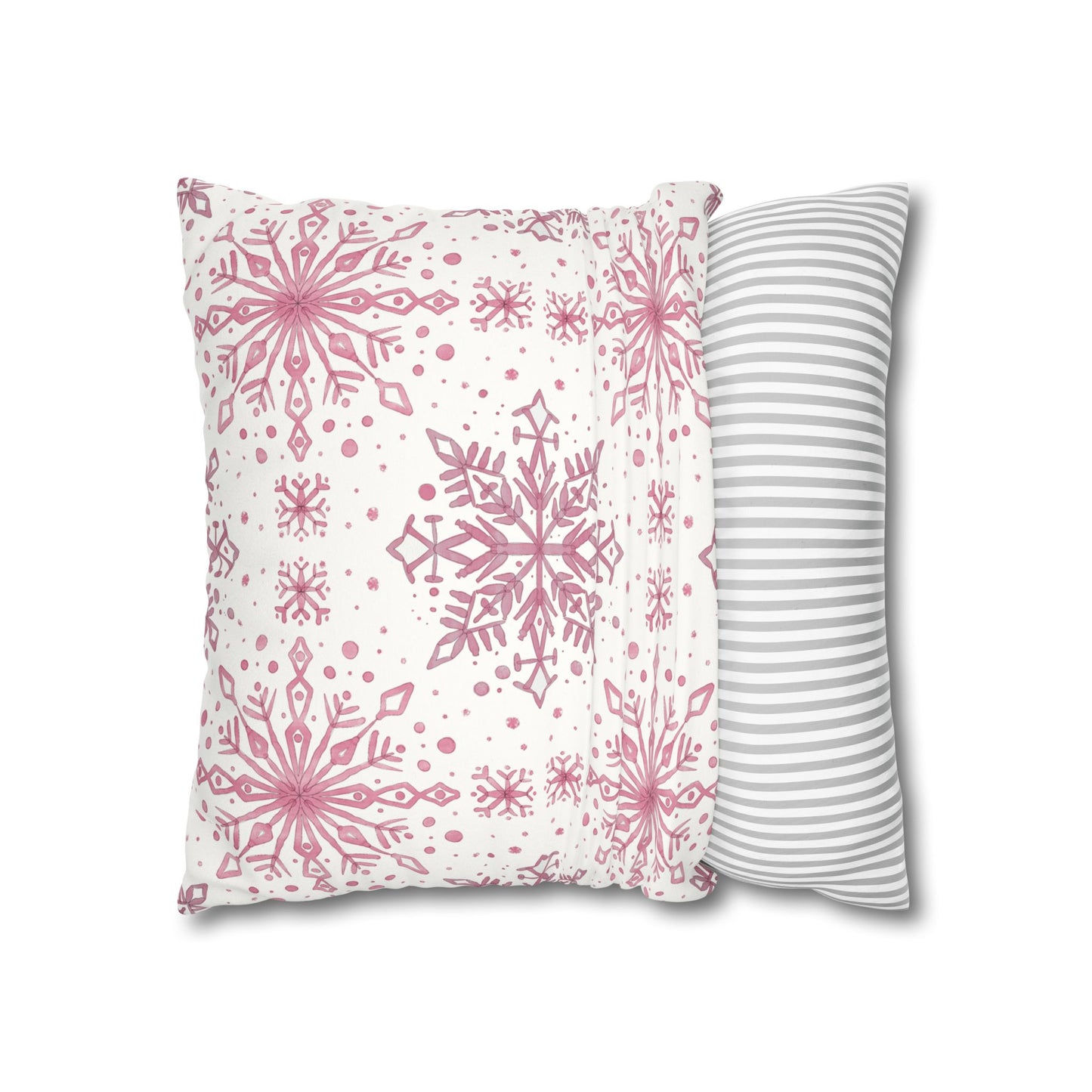 Pillowcase Watercolor Snowflake Design - Pink and White