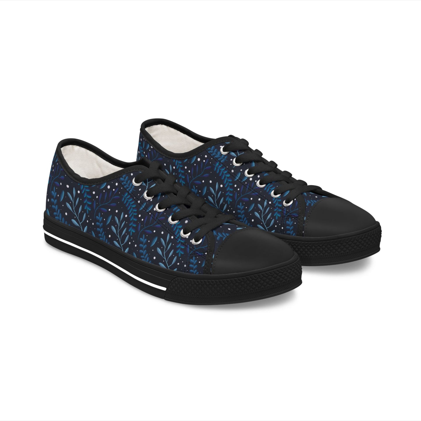 Low Top Sneakers Midnight Blue Forest Design by Anndria