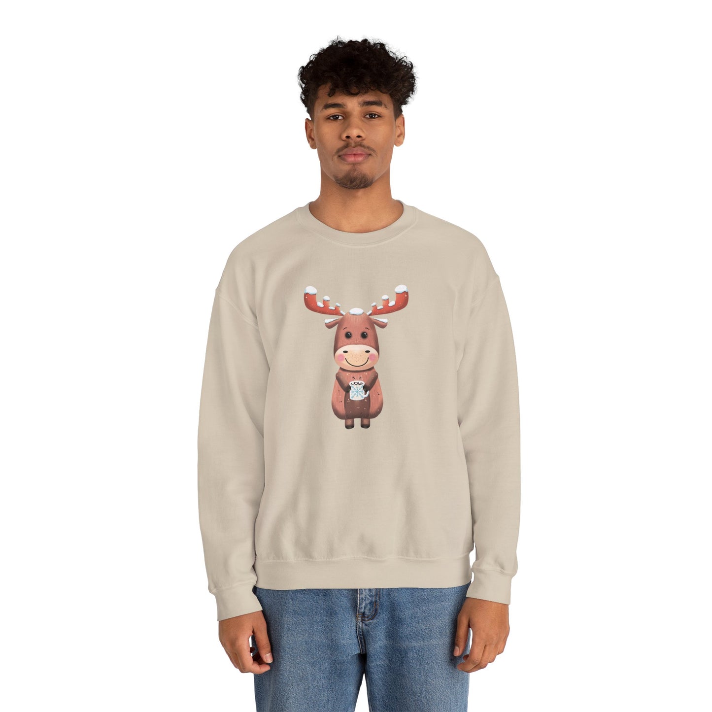 Moose Hot Chocolate Crewneck Sweatshirt by Anndria