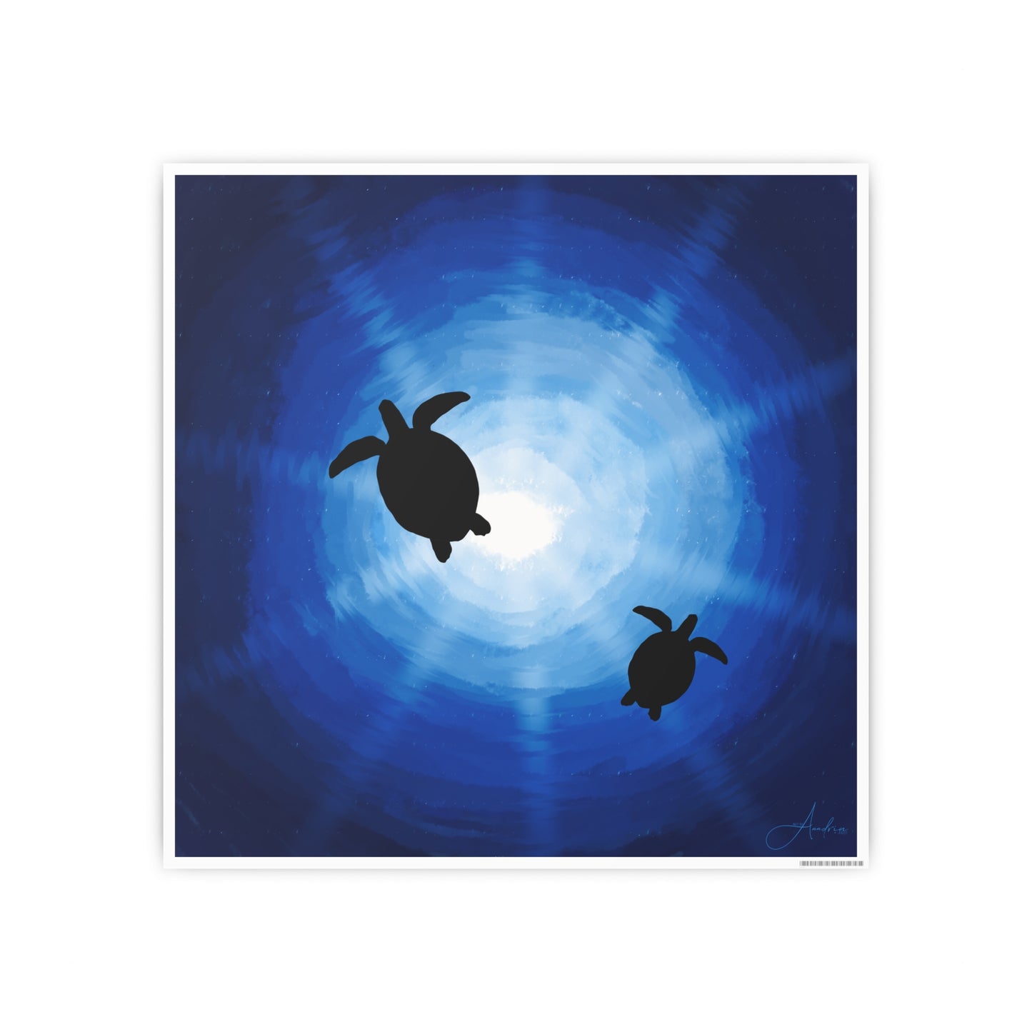Ocean Turtles Photo Art Poster - Serene Sea Wall Decor Drawn by Anndria