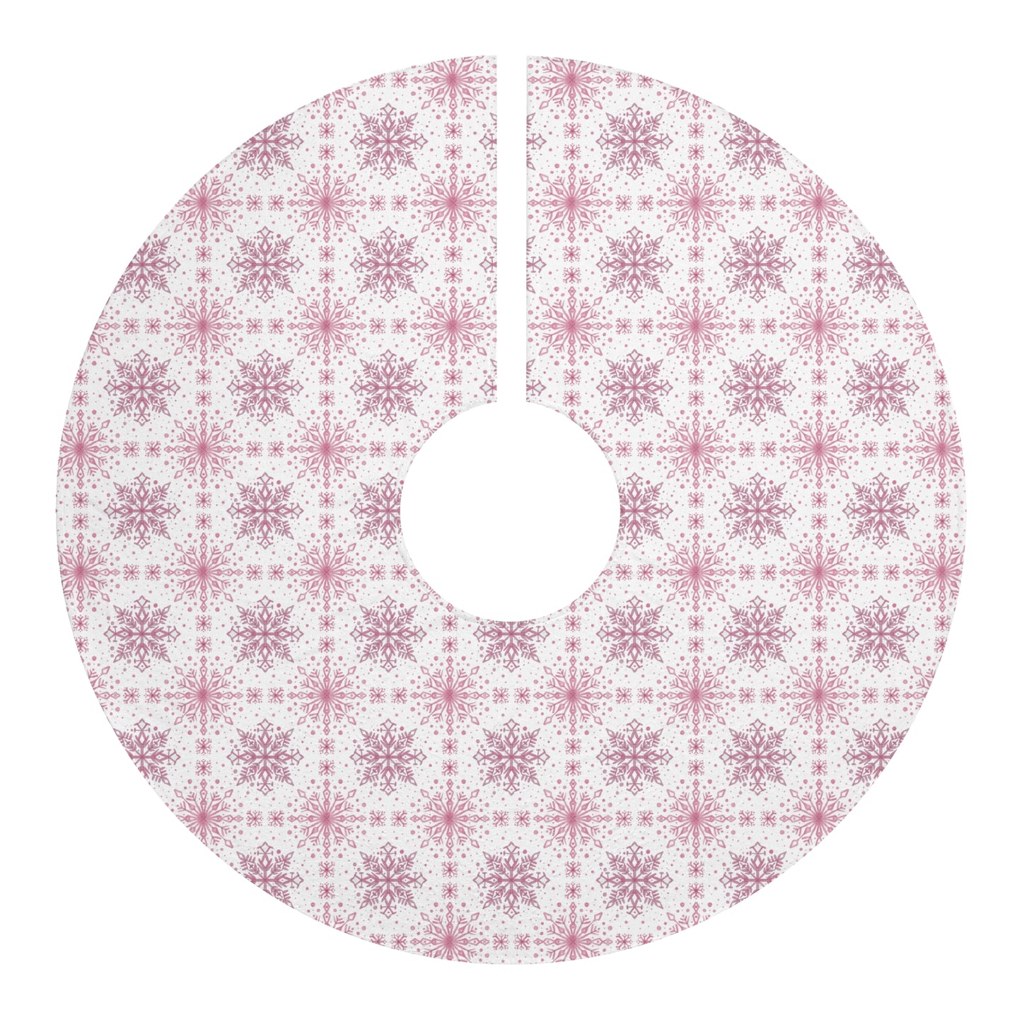 Tree Skirt - Watercolor Snowflake design by Anndria - Pink and White