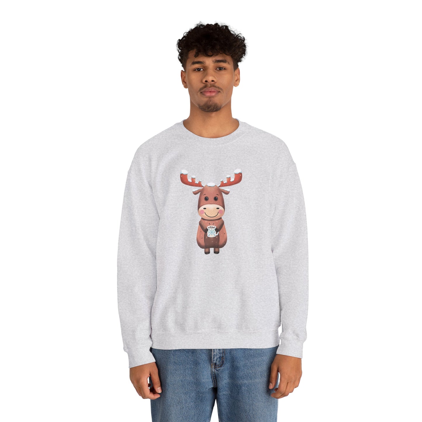 Moose Hot Chocolate Crewneck Sweatshirt by Anndria