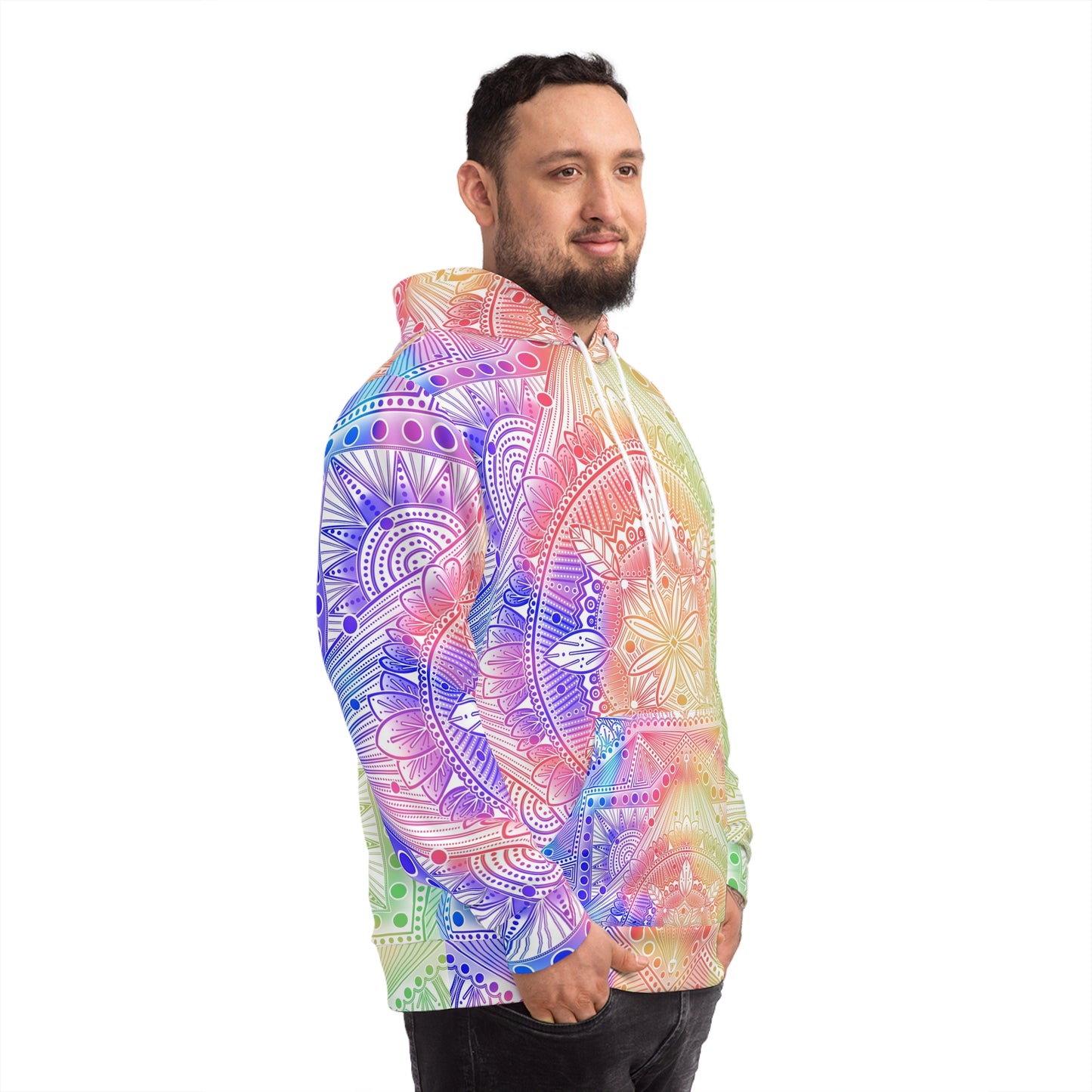 Celestial Kaleidoscope Mandala Hoodie, Artwork by Anndria, Festival Fashion, Colorful Sweatshirt, Boho Clothing, Trippy Hooded Top,