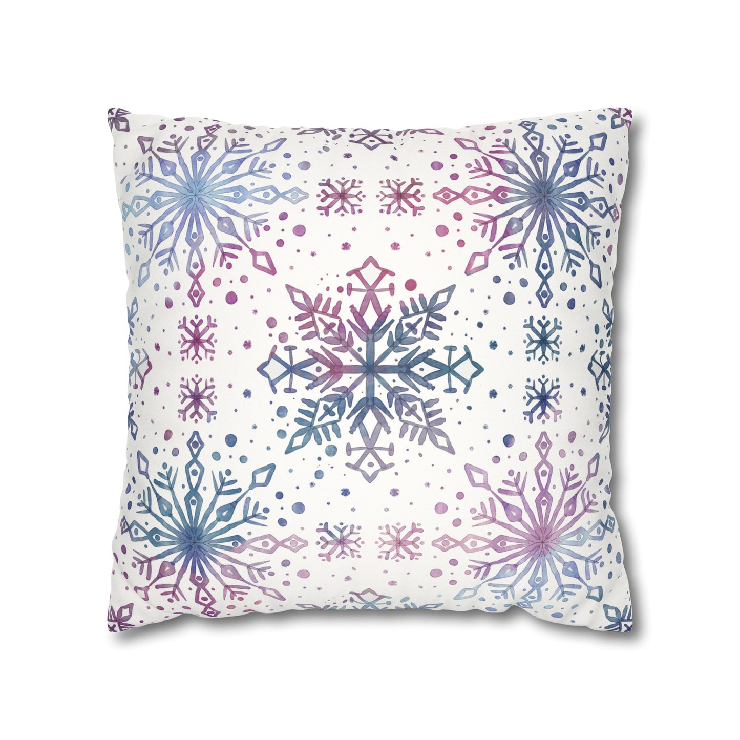 Pillowcase Watercolor Snowflake Design - Blue, Pink and Purple