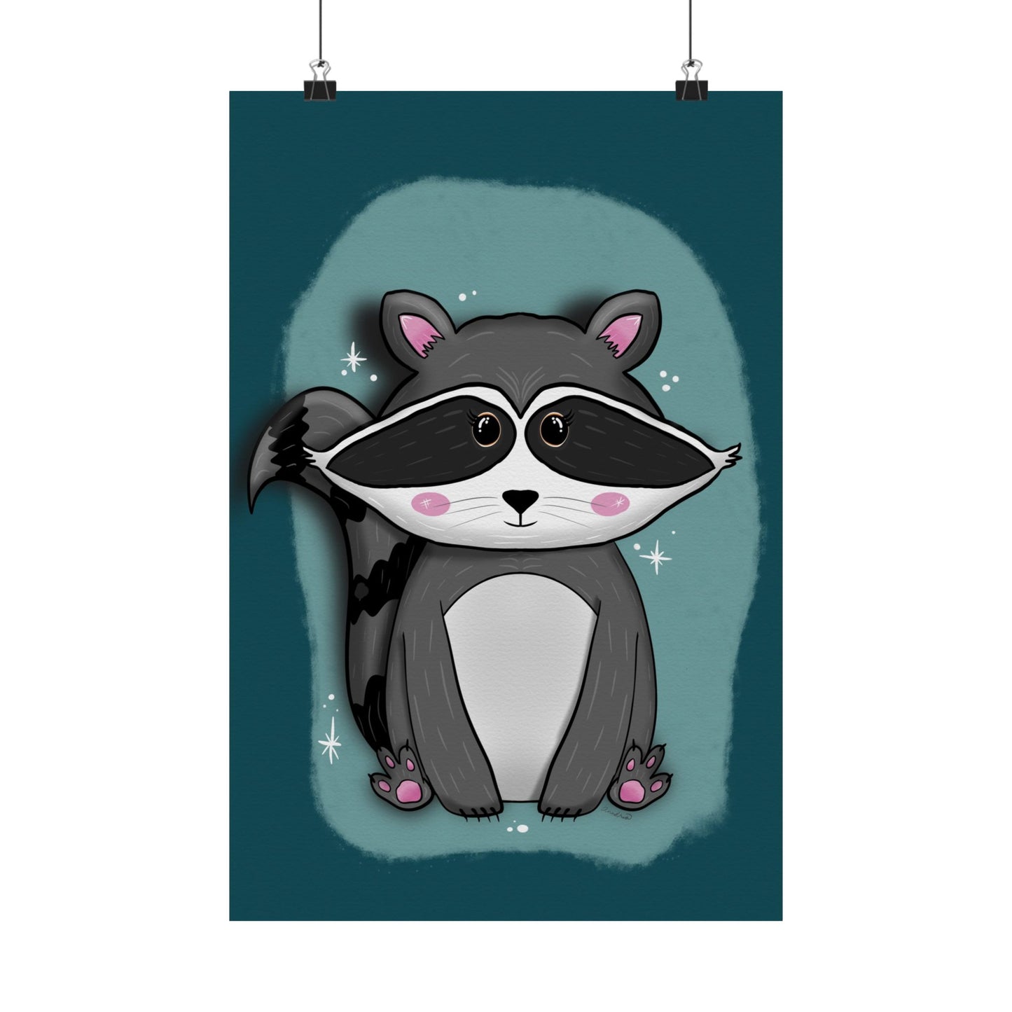 Vertical Poster, Raccoon Art Print, Matte Wall Decor, Midnight Mischief by Anndria, Animal Lover Gift, Nature Illustration, Cute Home Decor,