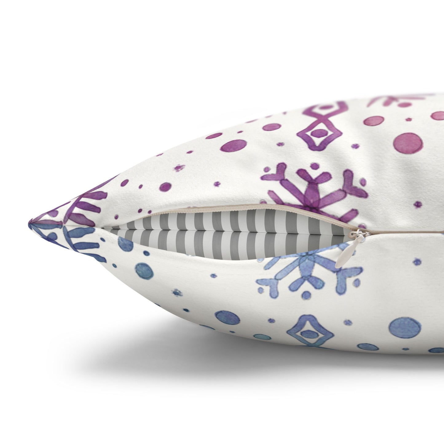 Pillowcase Watercolor Snowflake Design - Blue, Pink and Purple