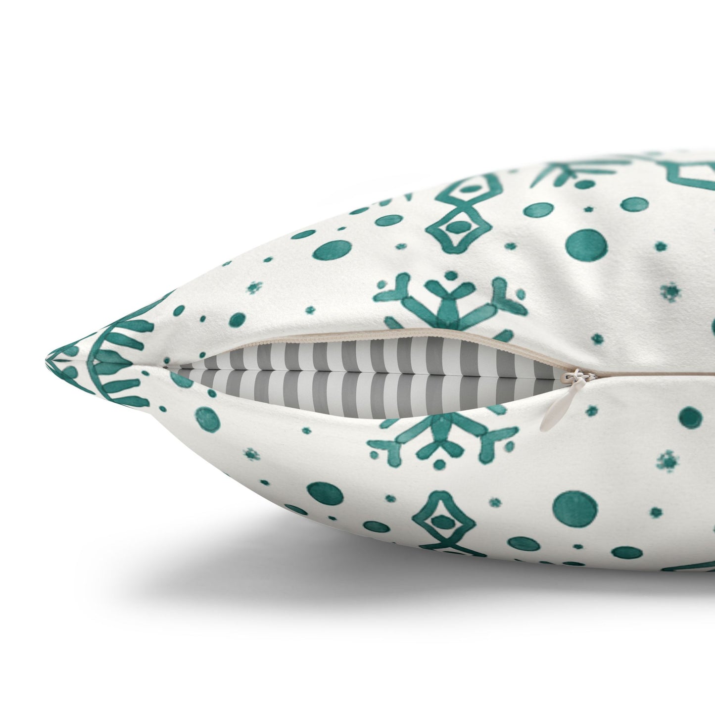 Pillowcase Watercolor Snowflake Design - Teal and White