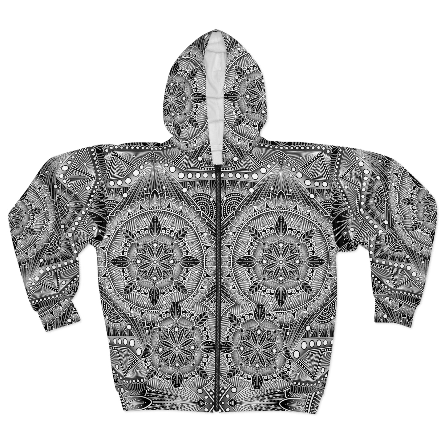 Unisex Zip Hoodie | Mystic Web Mandala Design by Anndria | Zen-Inspired Hoodie for Casual Wear & Yoga