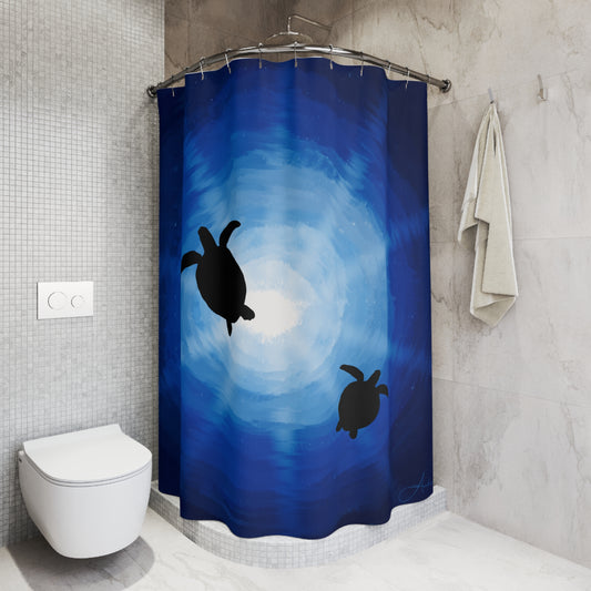 Shower Curtains - Sea Turtles Swimming Hand Drawn by Anndria