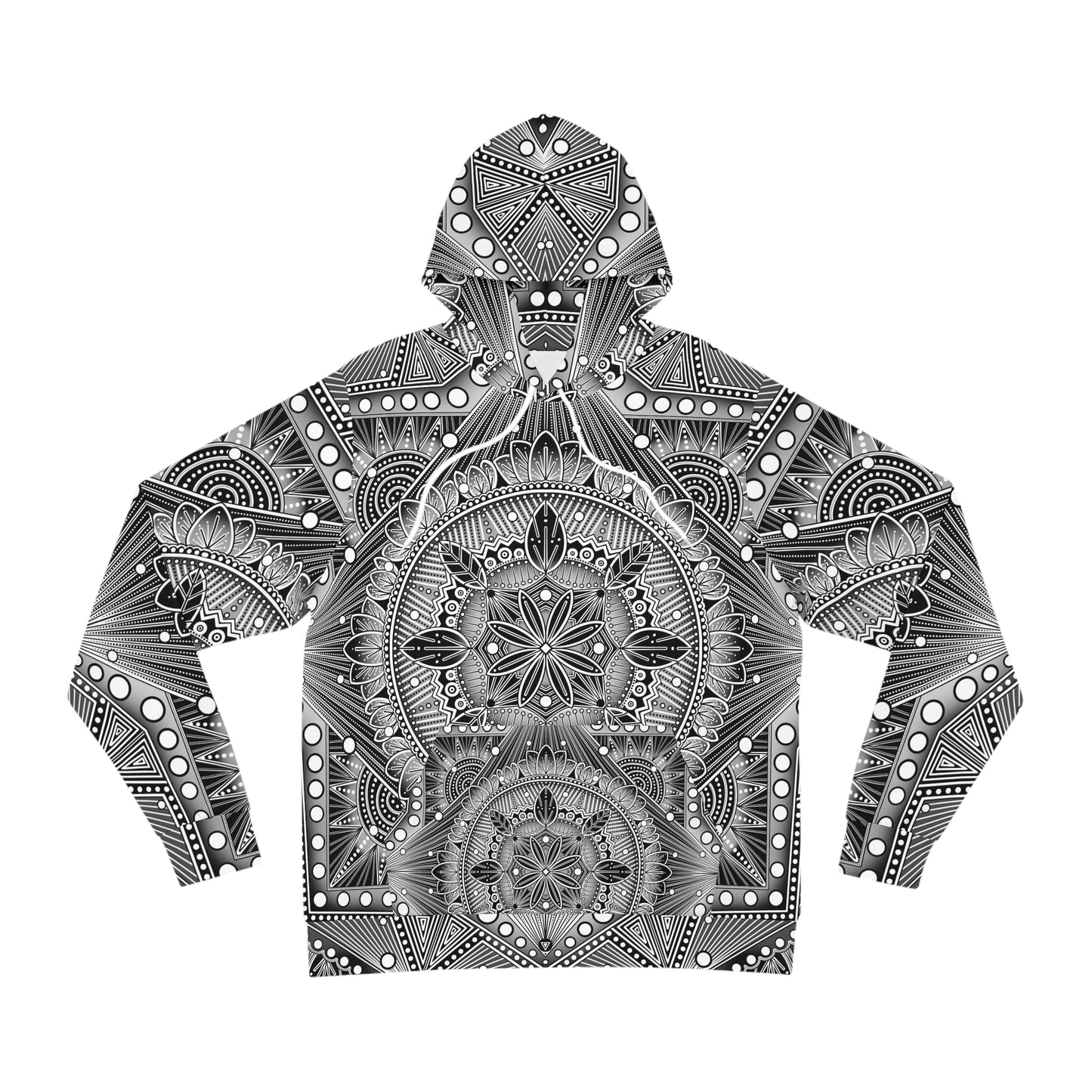 Mandala Hoodie, Monochrome, Black and White Artwork by Anndria, Sweatshirt, Boho Clothing, Trippy Hooded Top