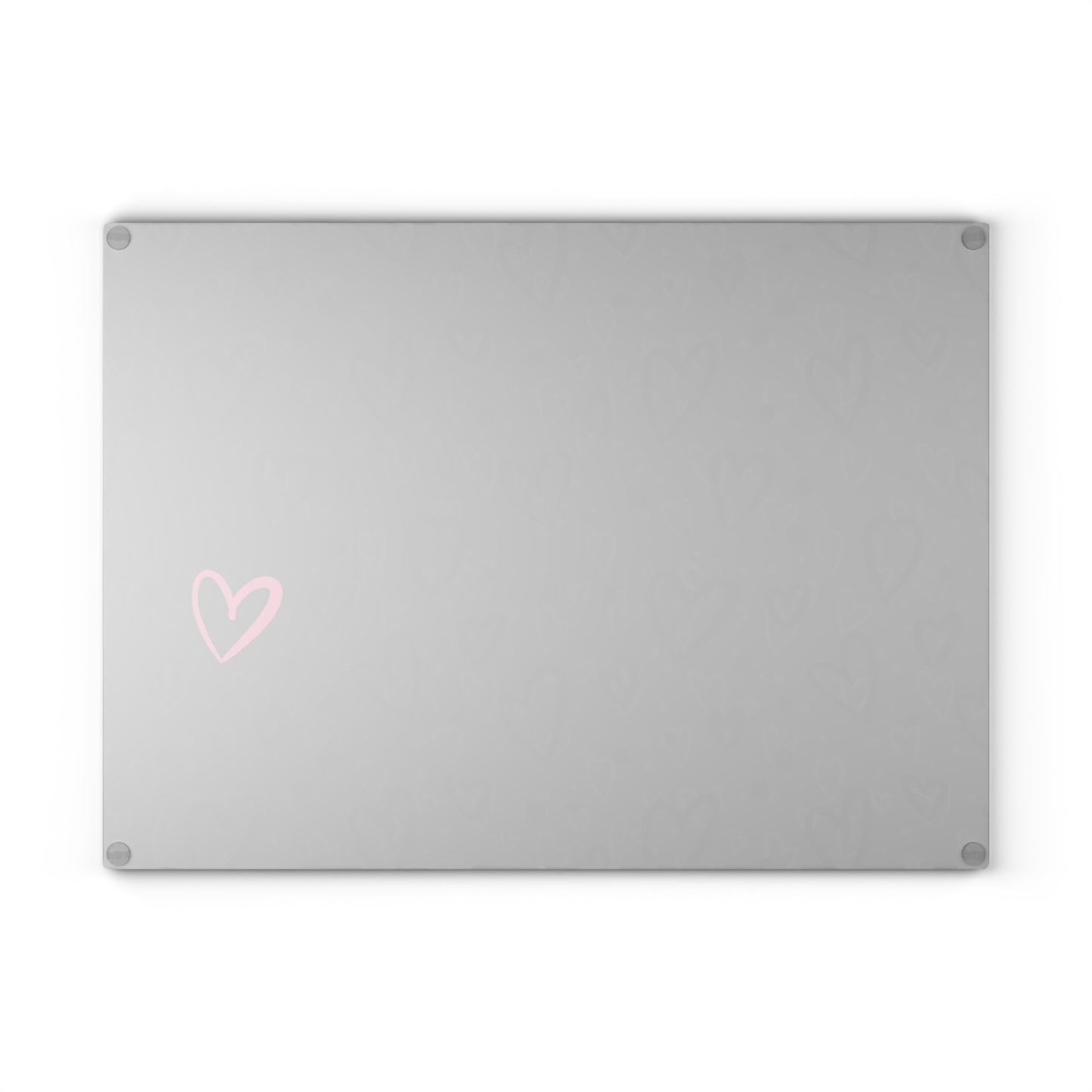 Cutting Board - Black Monochrome Heart Pattern with Pink Heart, Hand Drawn Design by Anndria, Millennial Gray Kitchen Decor
