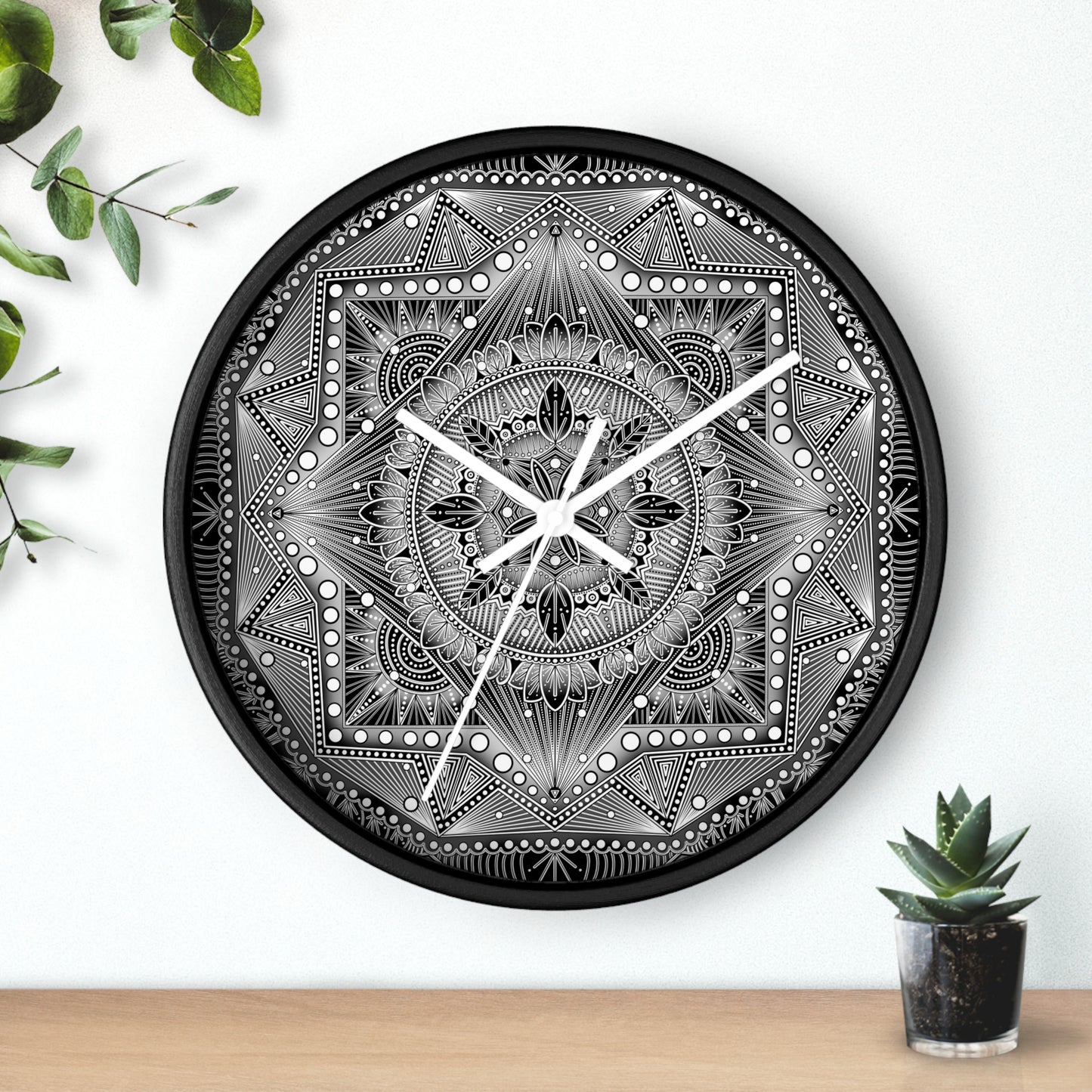 Mandala Wall Clock, Black and White Boho Home Decor, Unique Mandala Artwork, Modern Wall Clock, Mandala Design Decor, Mandala Clock