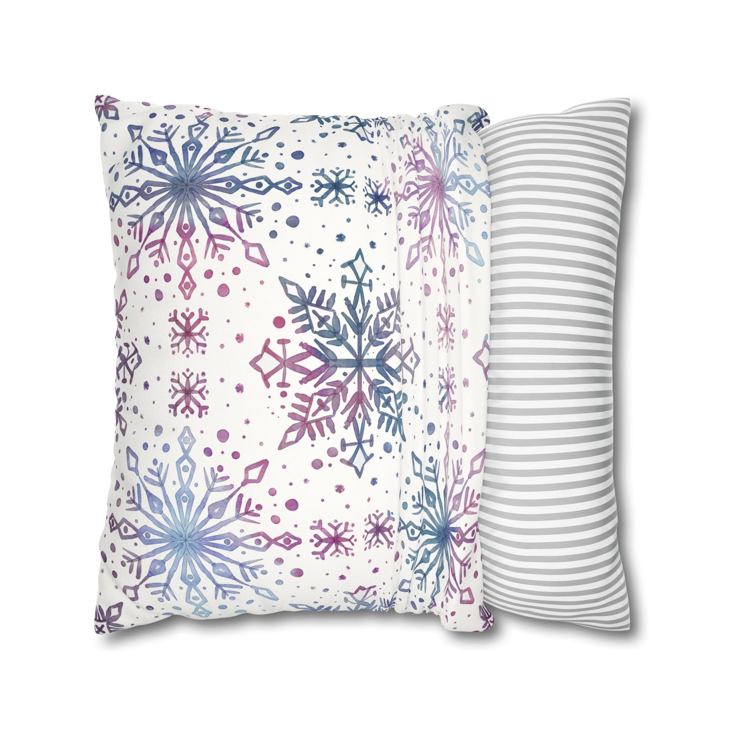 Pillowcase Watercolor Snowflake Design - Blue, Pink and Purple