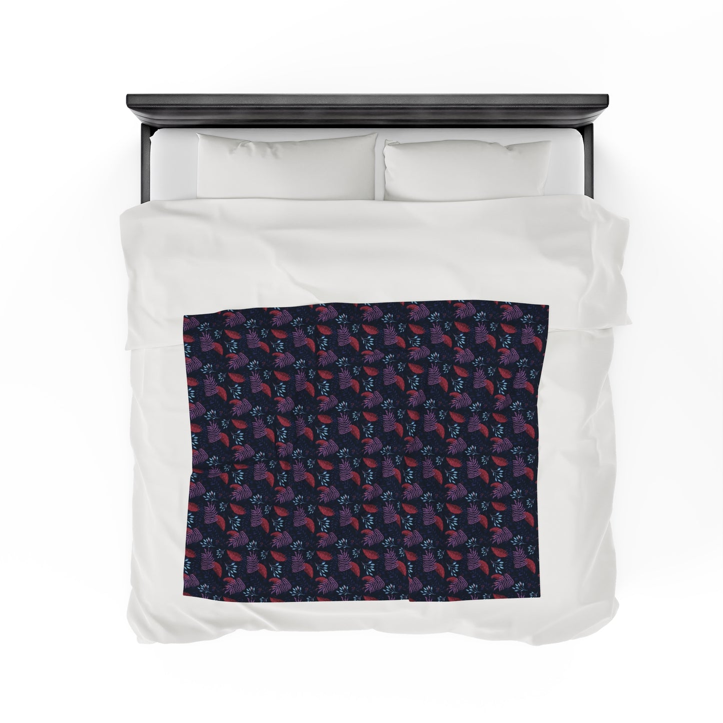 Plush Blanket - Purple, Pink and Blue Botanical Pattern by Anndria