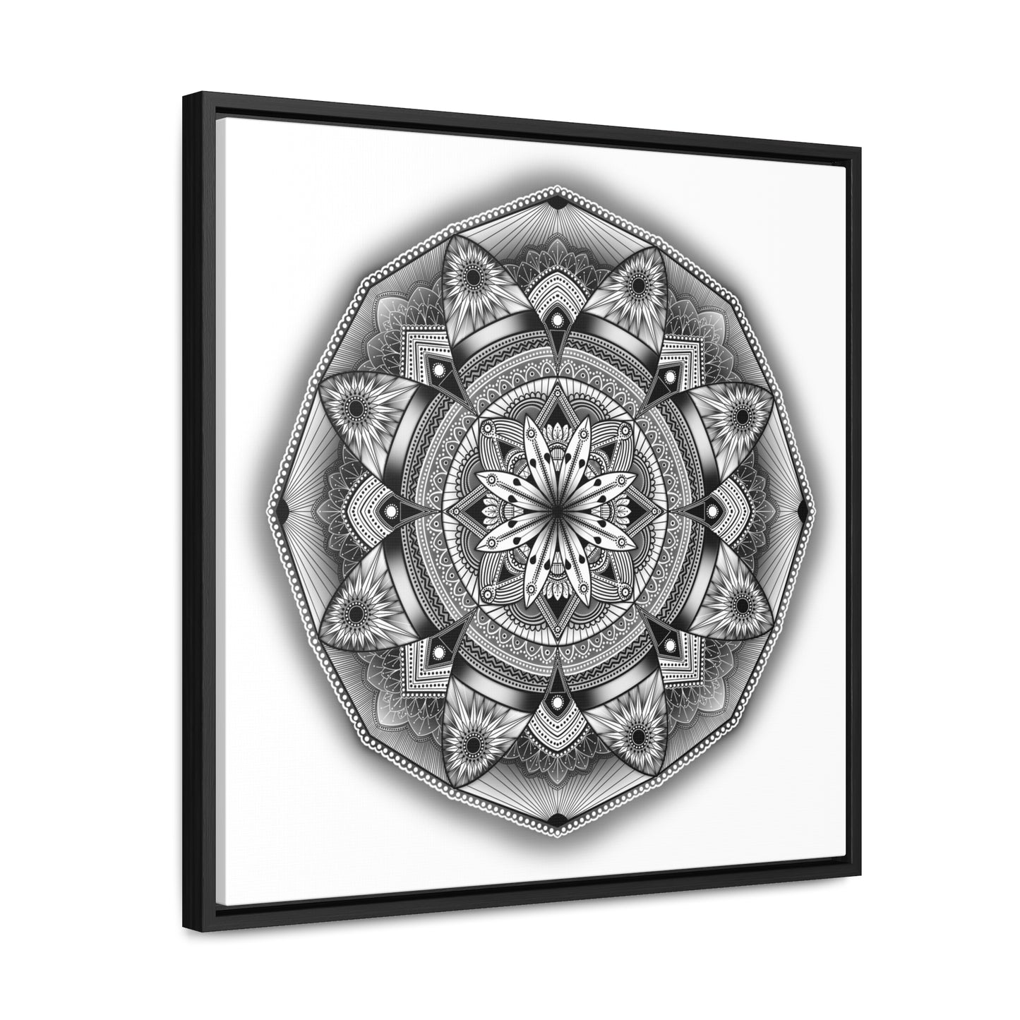 Square Frame Canvas Print, Black and White Mandala Artwork by Anndria, Gallery Wall Decor, Minimalist Home Decoration, Zen Meditation Gift,
