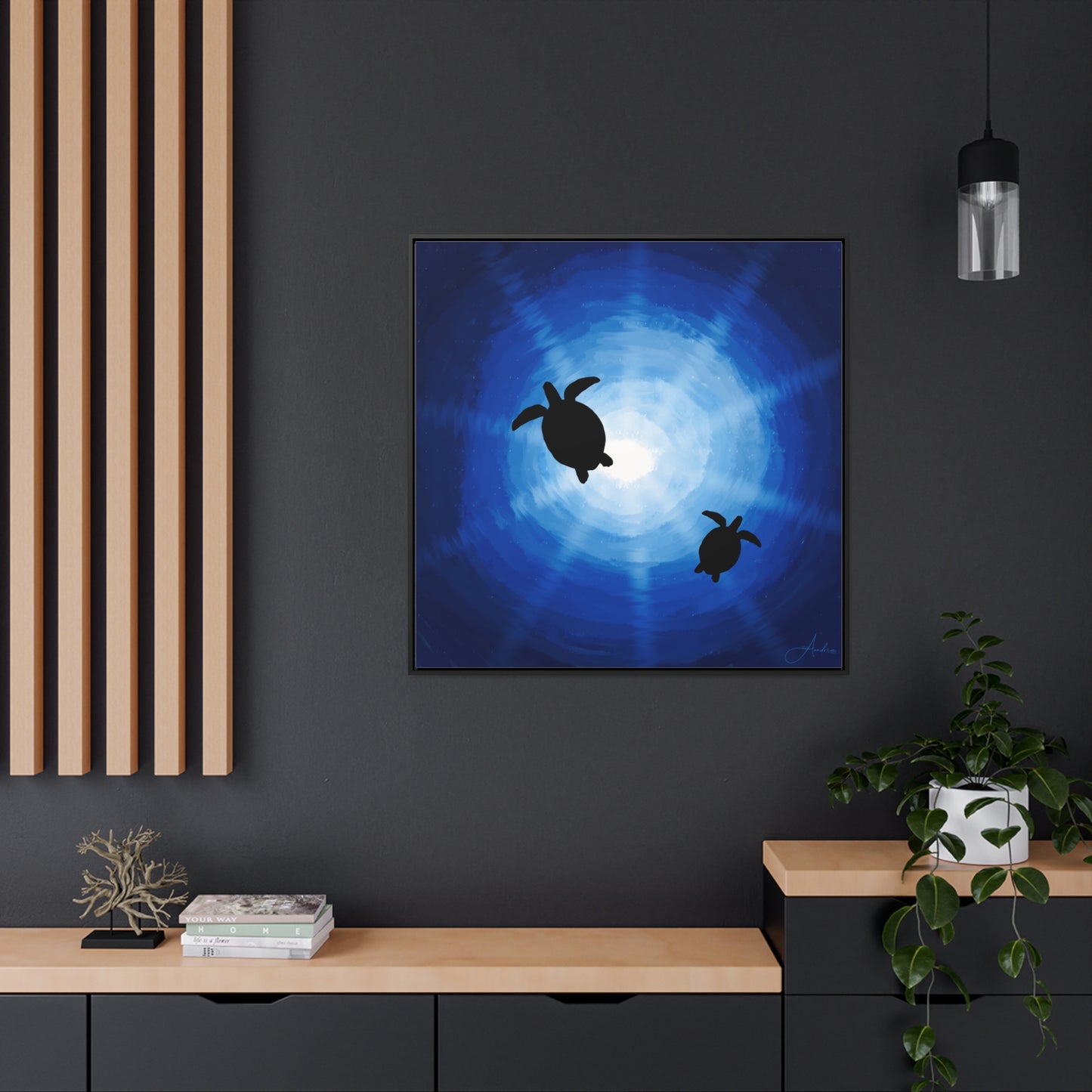 Canvas Wraps, Rays of Sun and Sea Turtles, Hand Drawn by Anndria