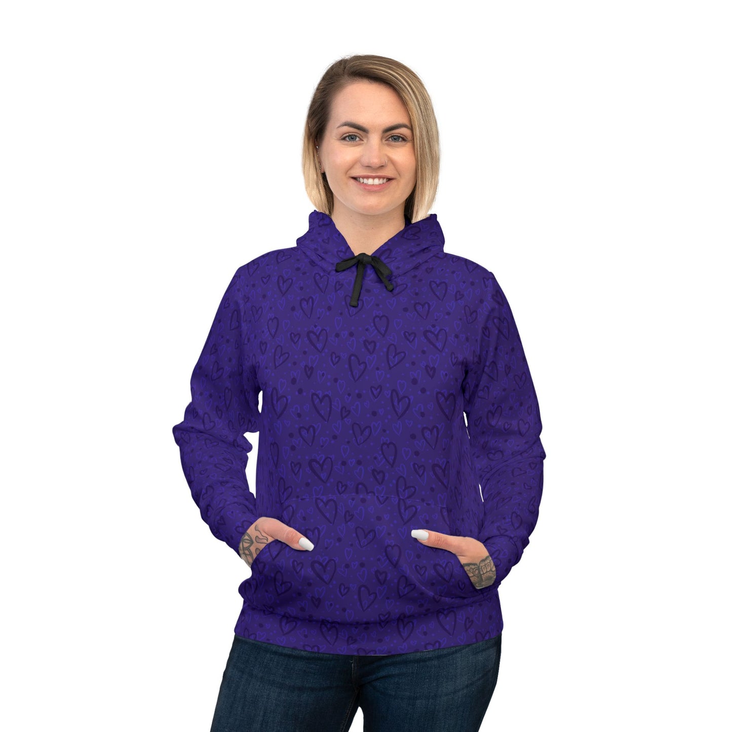 Purple Hearts Athletic Hoodie - Designed by Anndria