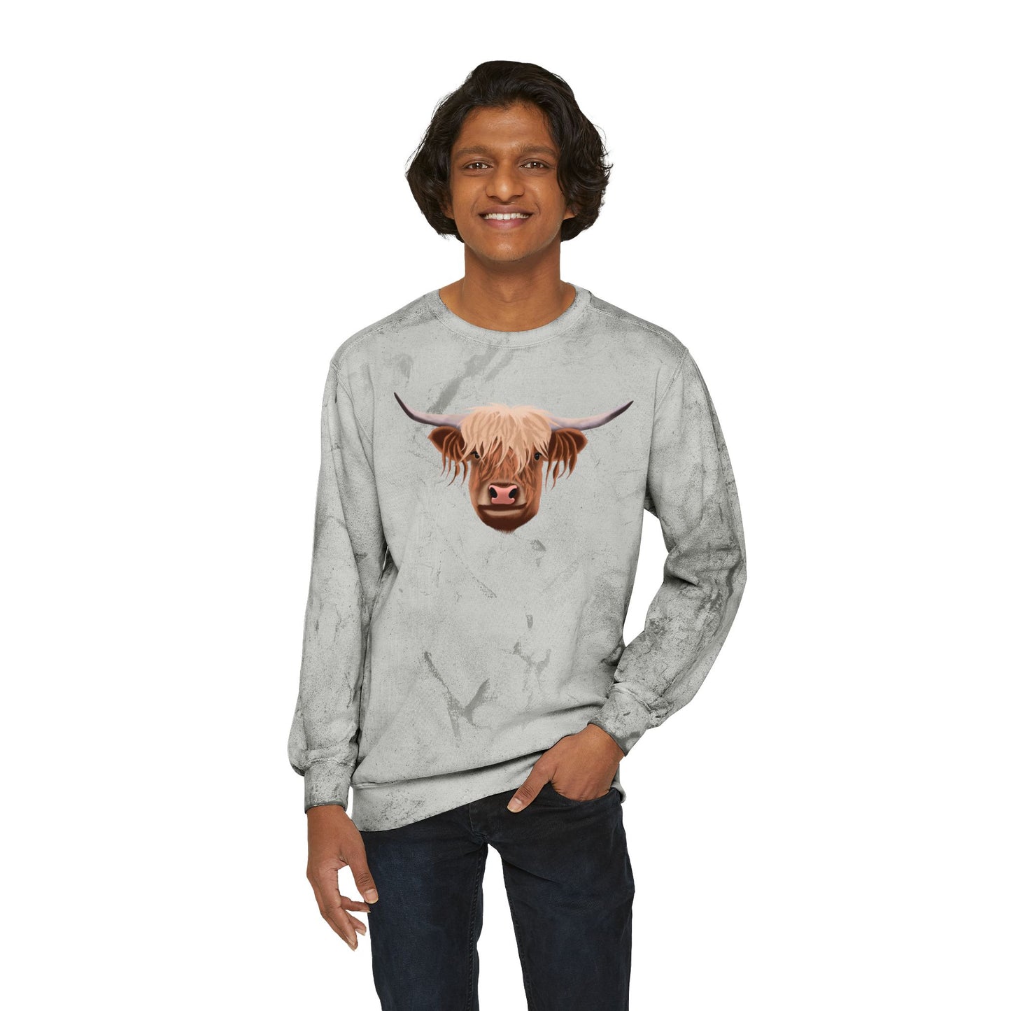 Highland Cow Color Blast Unisex Crewneck Sweatshirt - Vibrant & Cozy Apparel