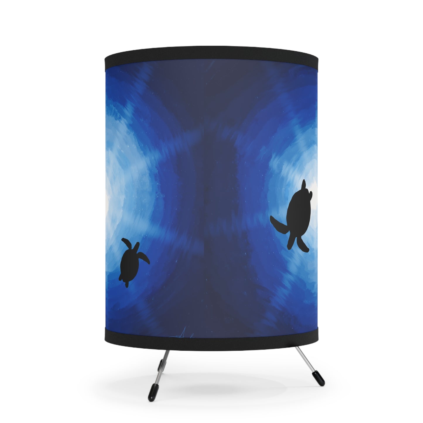 Ocean-Inspired Tripod Lamp with Turtle Design by Anndria | High-Res Printed Shade