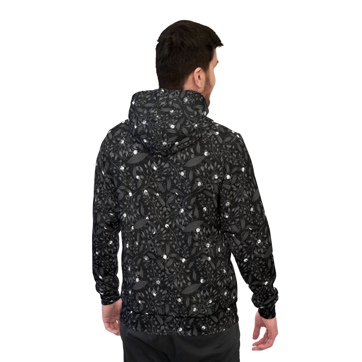 Athletic Hoodie Late Night Botanical Pattern by Anndria