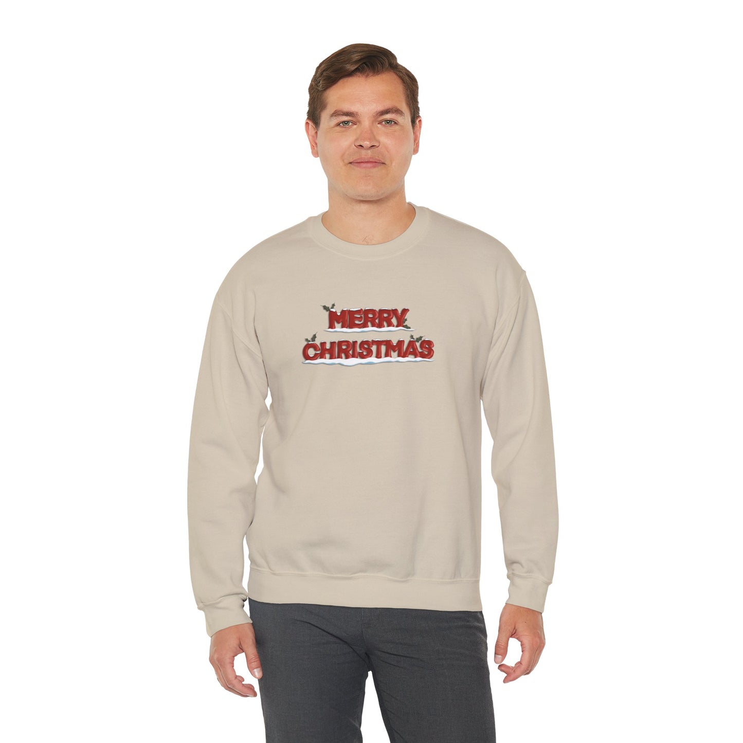 Merry Christmas with Snow and Holly - Unisex Sweatshirt