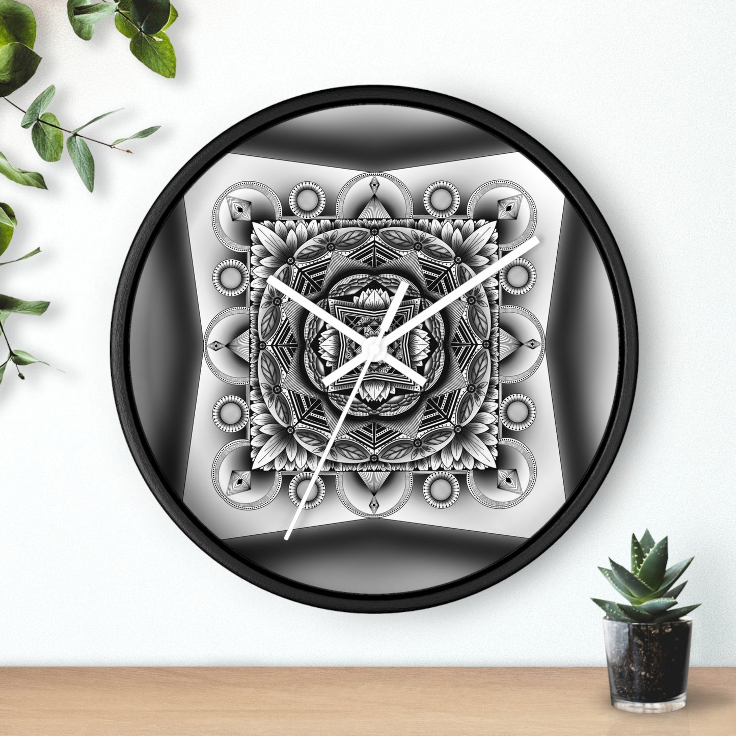 Mandala Wall Clock, Black and White Boho Home Decor, Unique Mandala Artwork, Modern Wall Clock, Mandala Design Decor, Mandala Clock