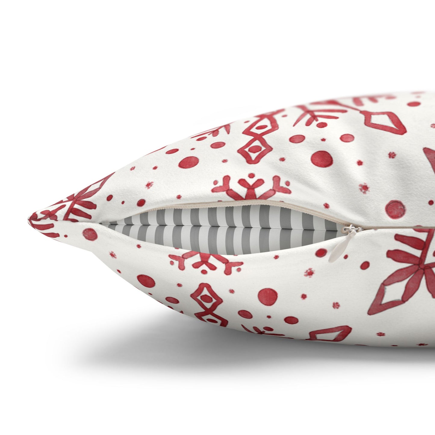 Pillowcase Watercolor Snowflake Design - Red and White