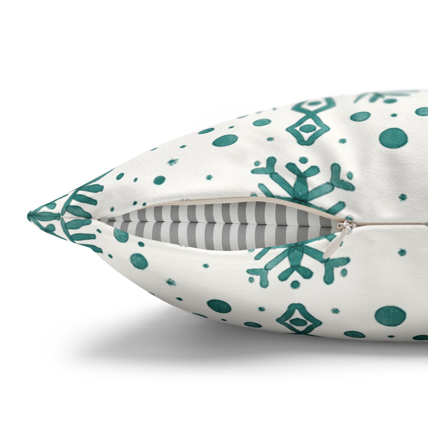 Pillowcase Watercolor Snowflake Design - Teal and White