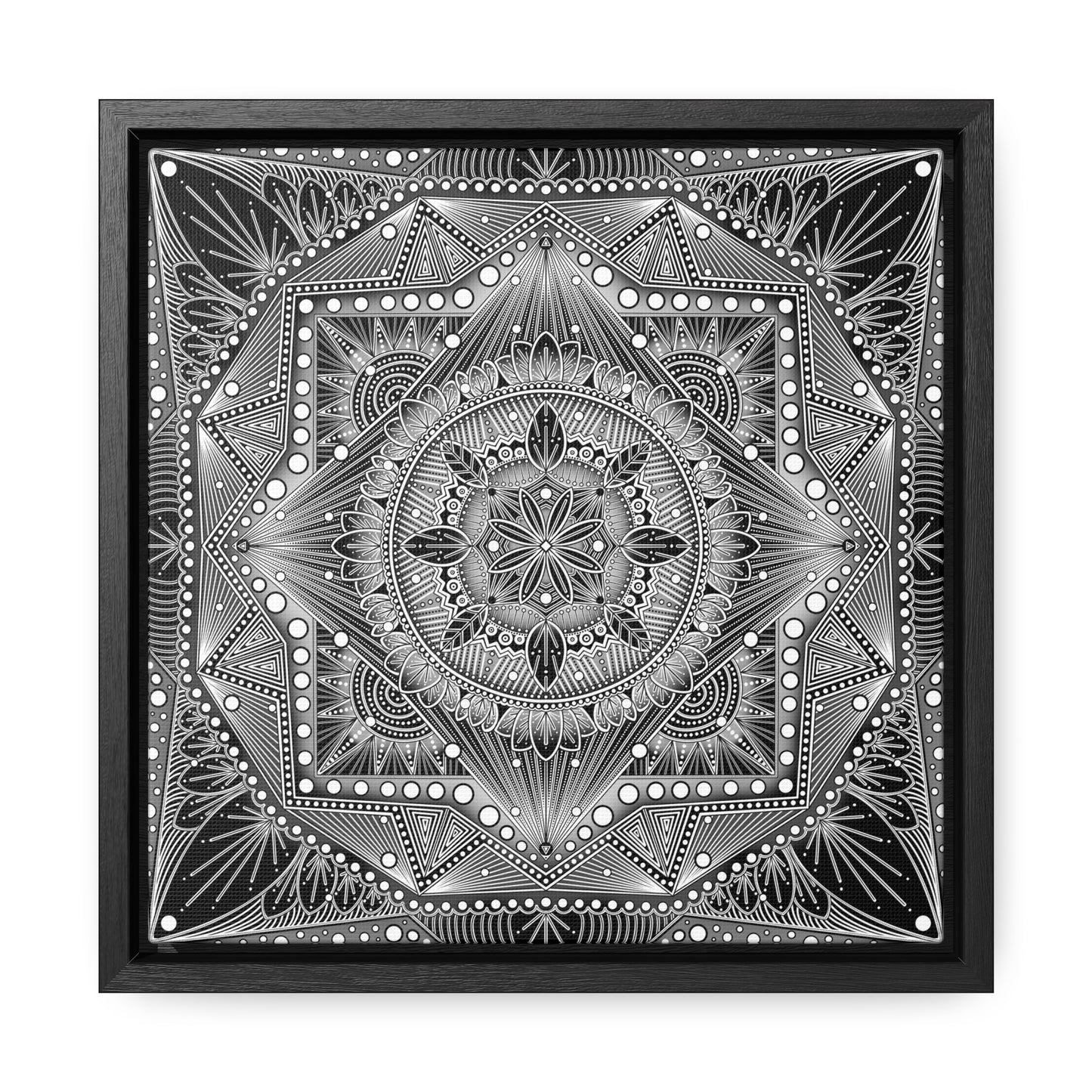 Square Frame Canvas Print, Black and White Mandala Artwork by Anndria, Gallery Wall Decor, Minimalist Home Decoration, Zen Meditation Gift,