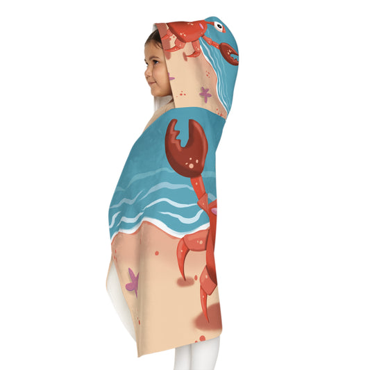 Hooded Towel - Beachside Pincher Crab Artwork by Anndria