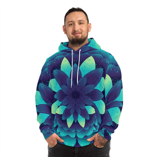 Cosmic Glow Fashion Hoodie, Neon Black Light Effect, Celestial Pullover Sweatshirt, Outer Space Apparel, Galaxy Print Jumper, Mystical