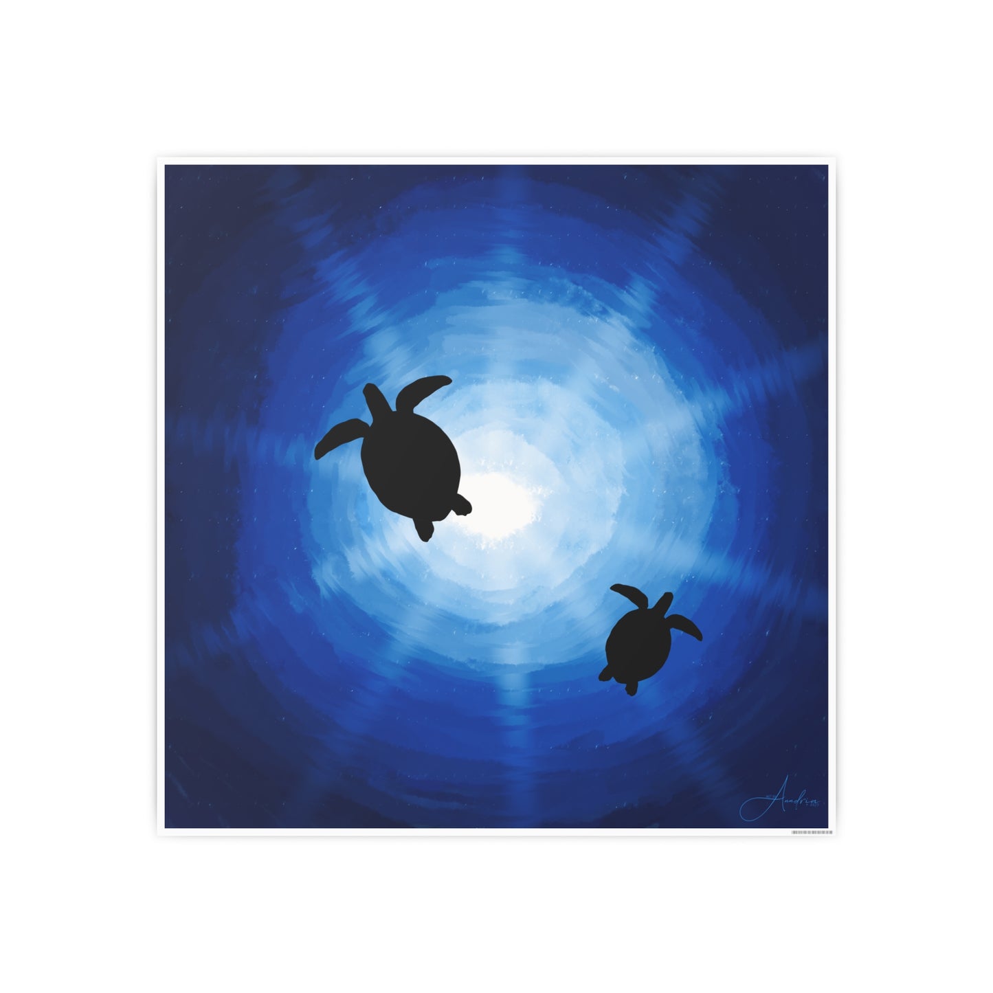 Ocean Turtles Photo Art Poster - Serene Sea Wall Decor Drawn by Anndria