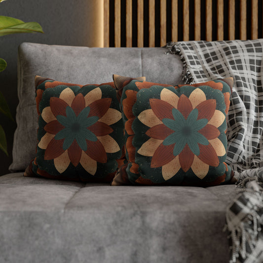Faux Suede Pillowcase, Harvest Harmony Mandala, Square Pillow Cover, Anndria Fall Vibes, Home Decor, Boho Cushion Case