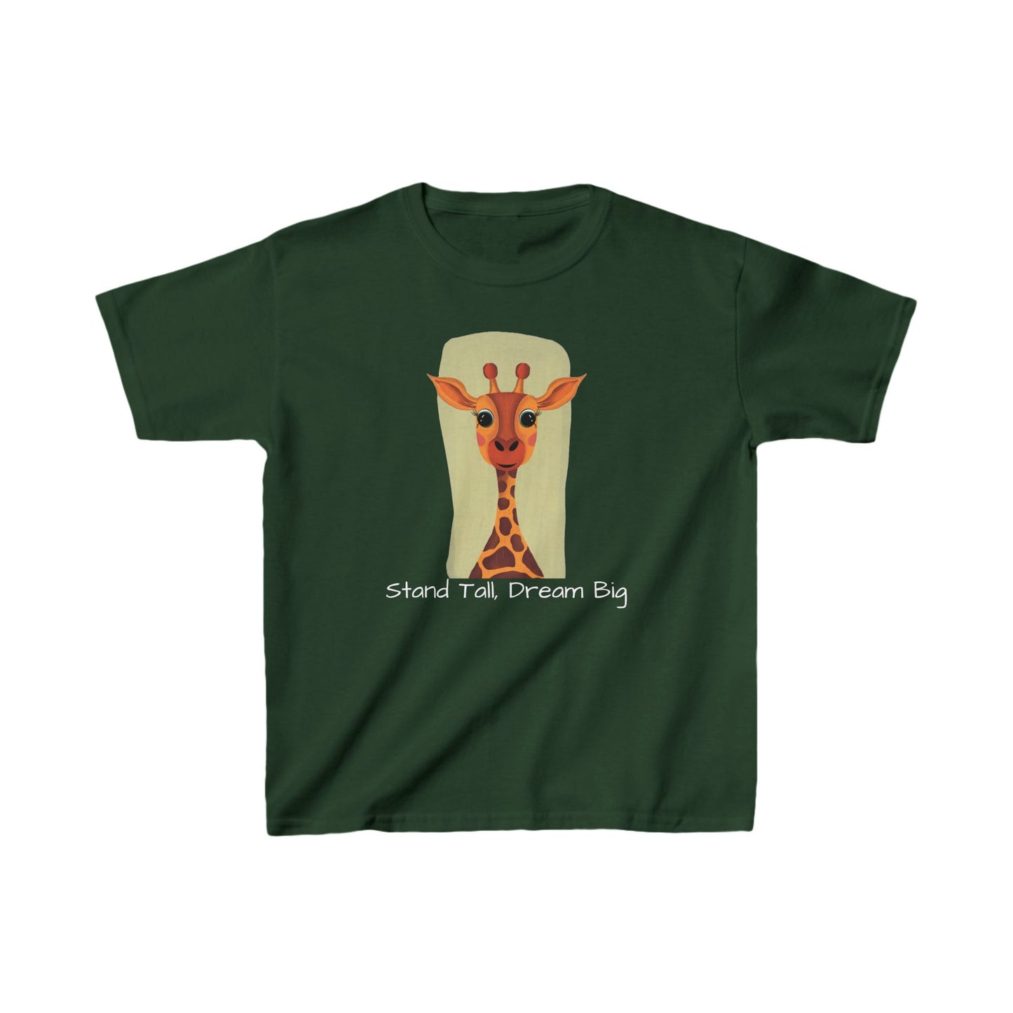 Kids T-Shirt, Green-Eyed Grace Giraffe, Stand Tall, Dream Big Tee, Children's Tee, Giraffe Shirt, Animal Lover Gift