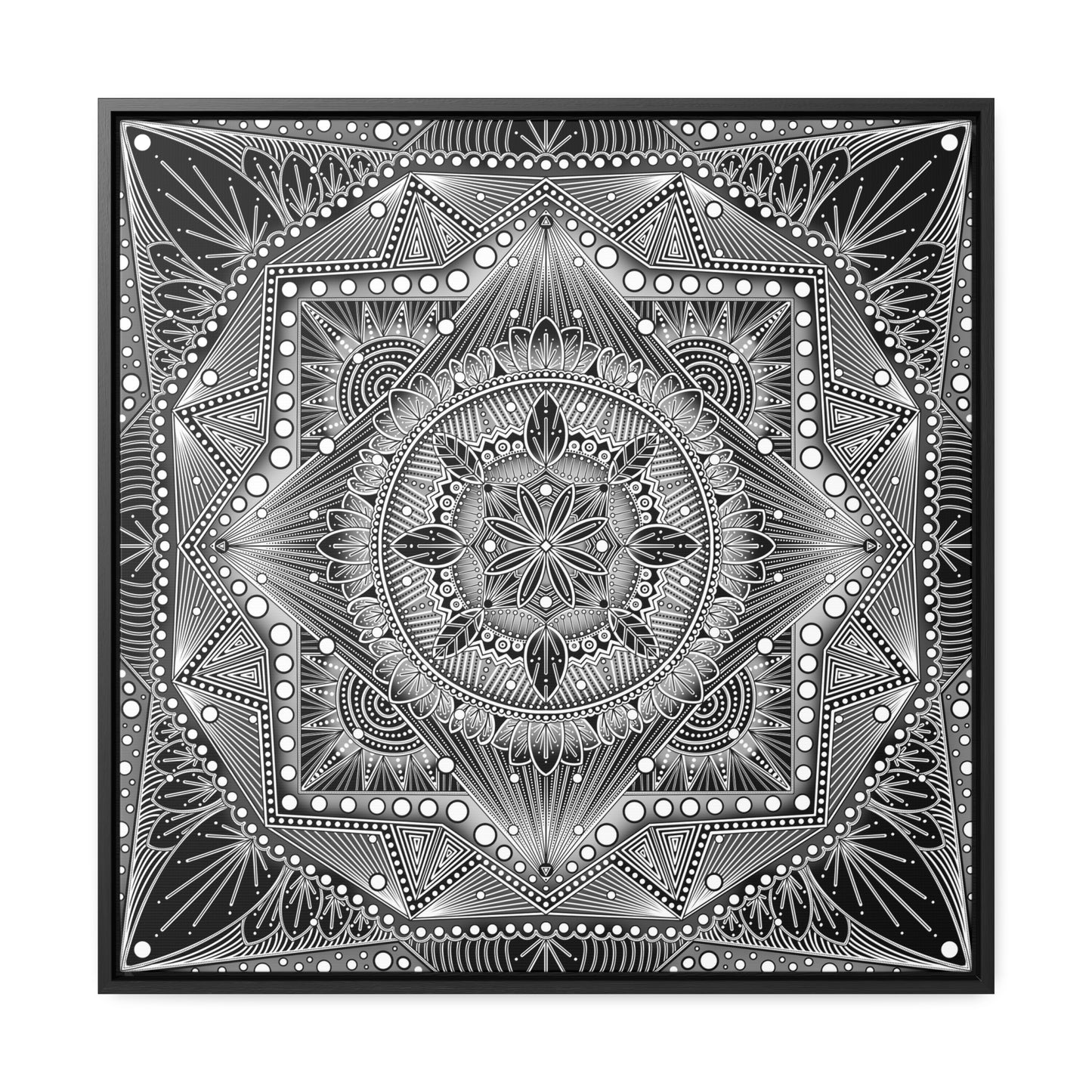 Square Frame Canvas Print, Black and White Mandala Artwork by Anndria, Gallery Wall Decor, Minimalist Home Decoration, Zen Meditation Gift,