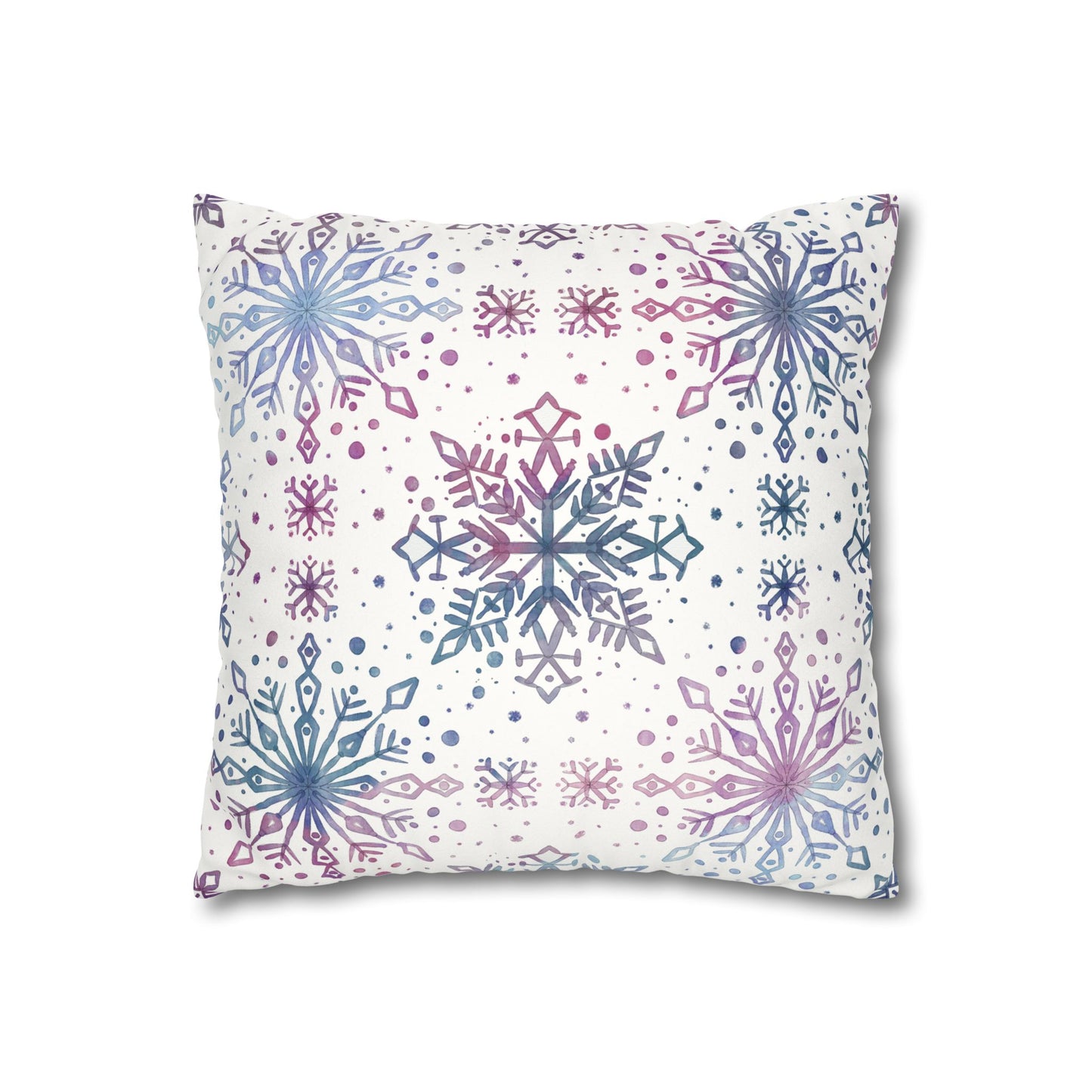 Pillowcase Watercolor Snowflake Design - Blue, Pink and Purple