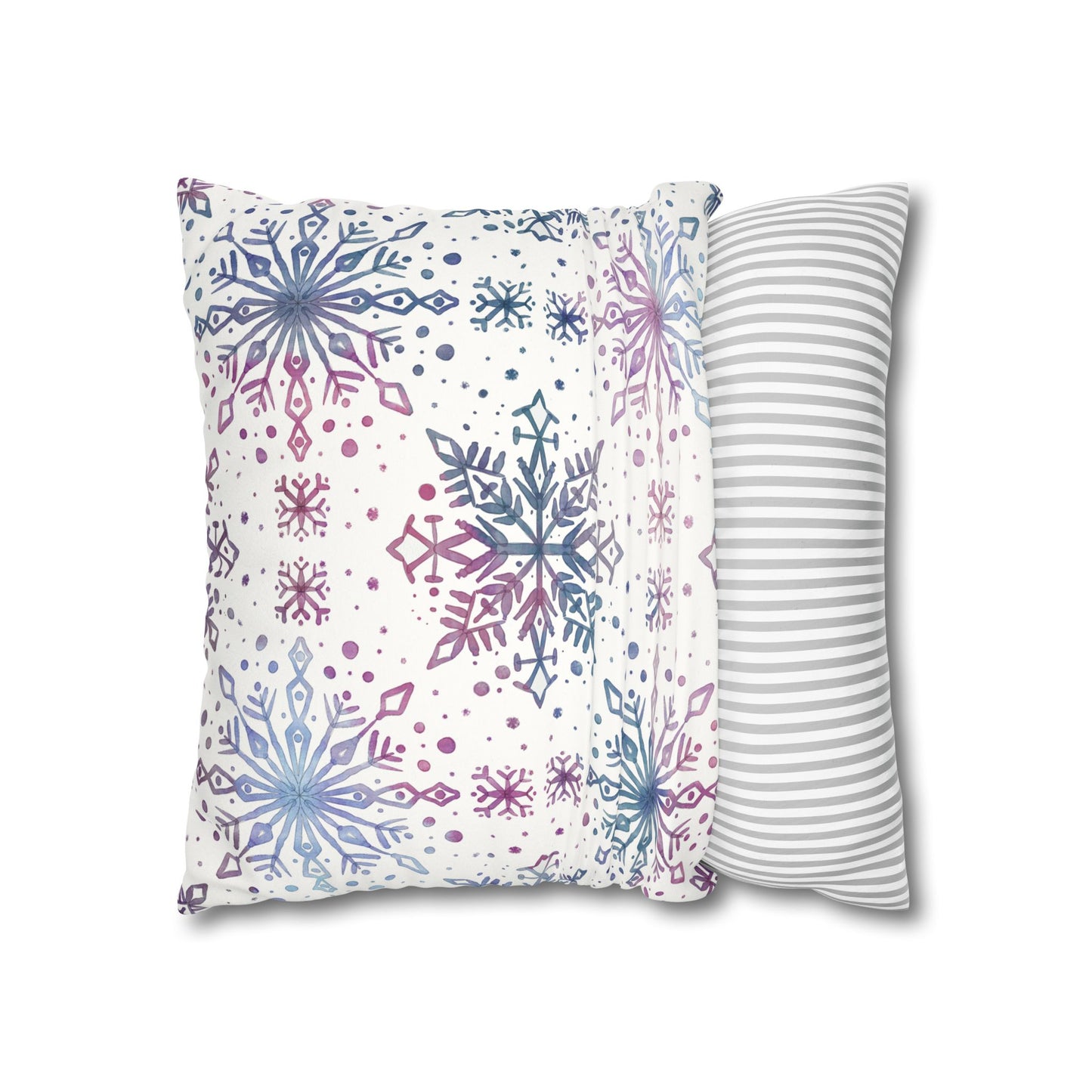 Pillowcase Watercolor Snowflake Design - Blue, Pink and Purple