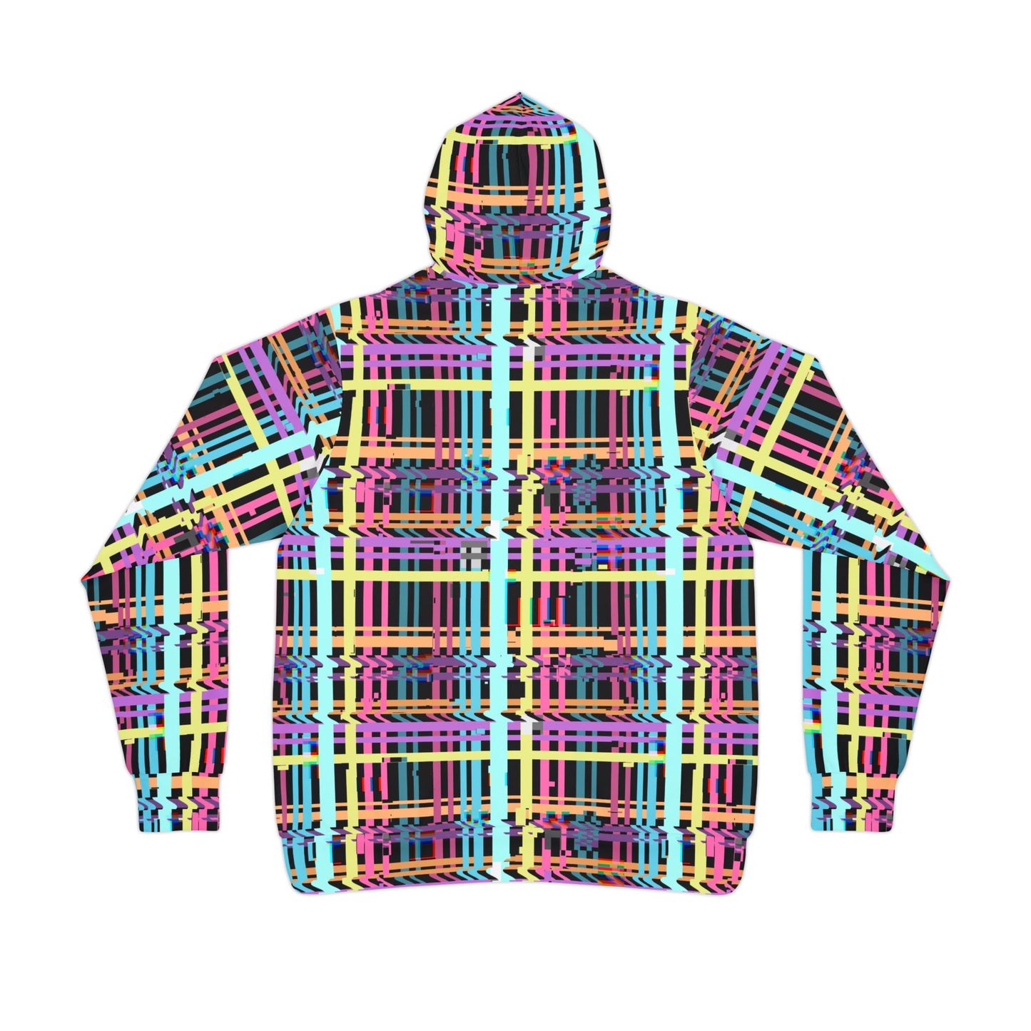 Colorful Glitch Plaid Athletic Hoodie - Vibrant and Stylish Activewear