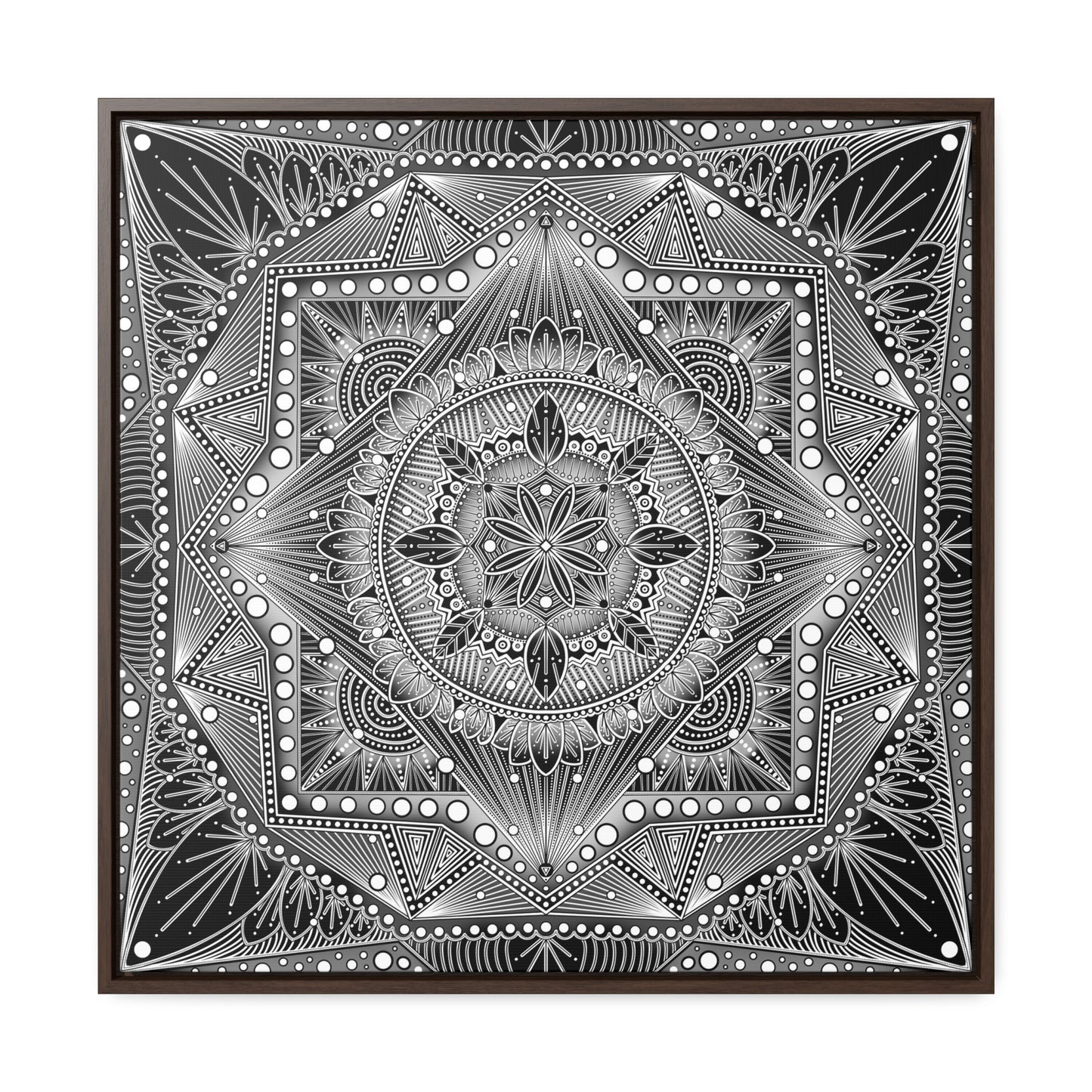 Square Frame Canvas Print, Black and White Mandala Artwork by Anndria, Gallery Wall Decor, Minimalist Home Decoration, Zen Meditation Gift,
